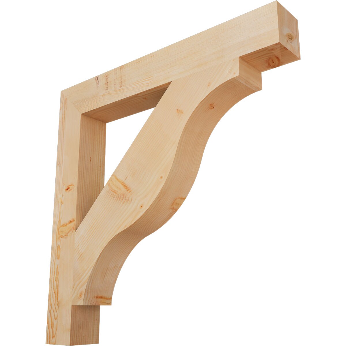 Ekena Millwork BKT06X44X44FST05SDF Funston Block Smooth 5-1/2-in x 44-in x 44-in Douglas fir Brown Wood Standard bracket