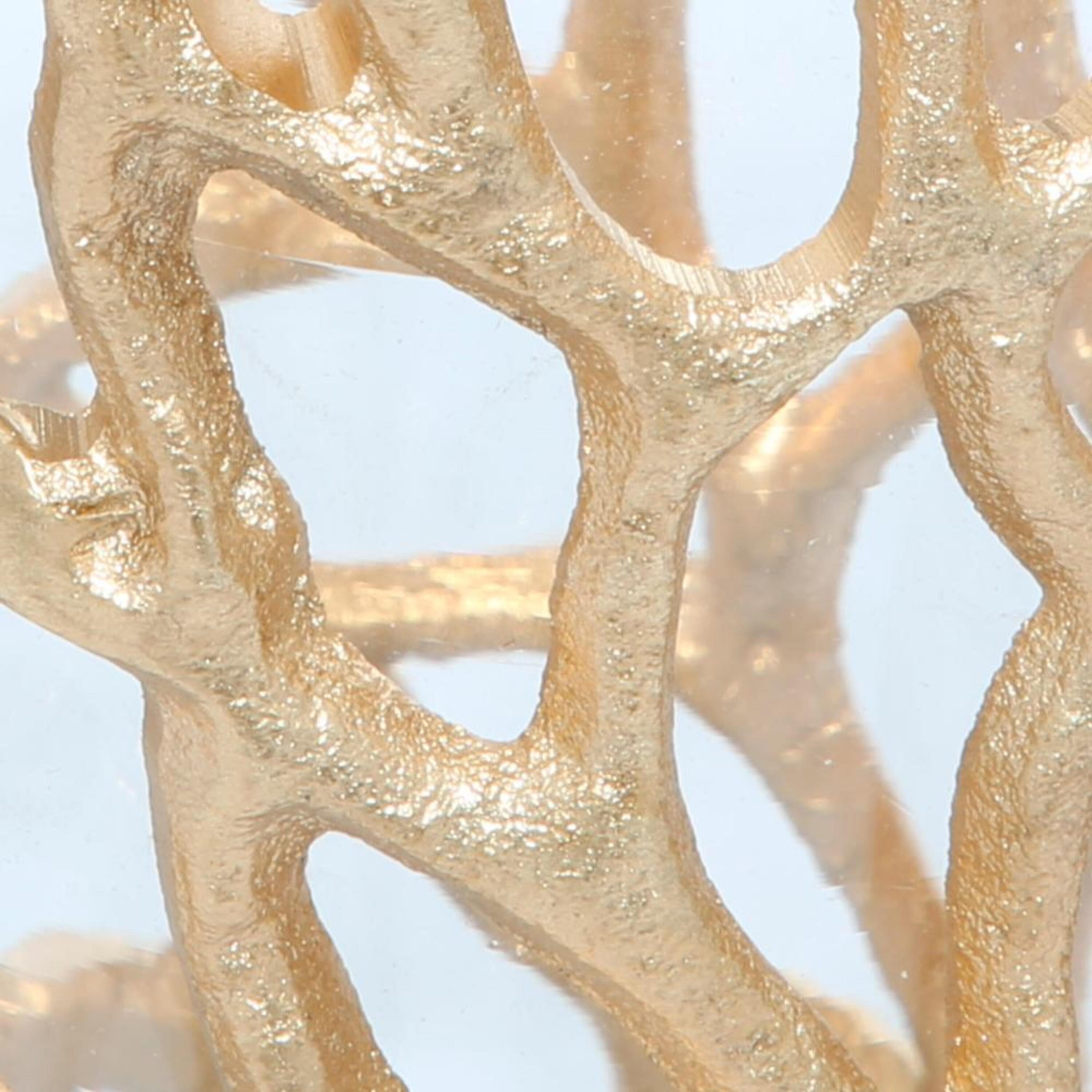 Gold Aluminum Coral Pattern Hurricane Candle Lantern
