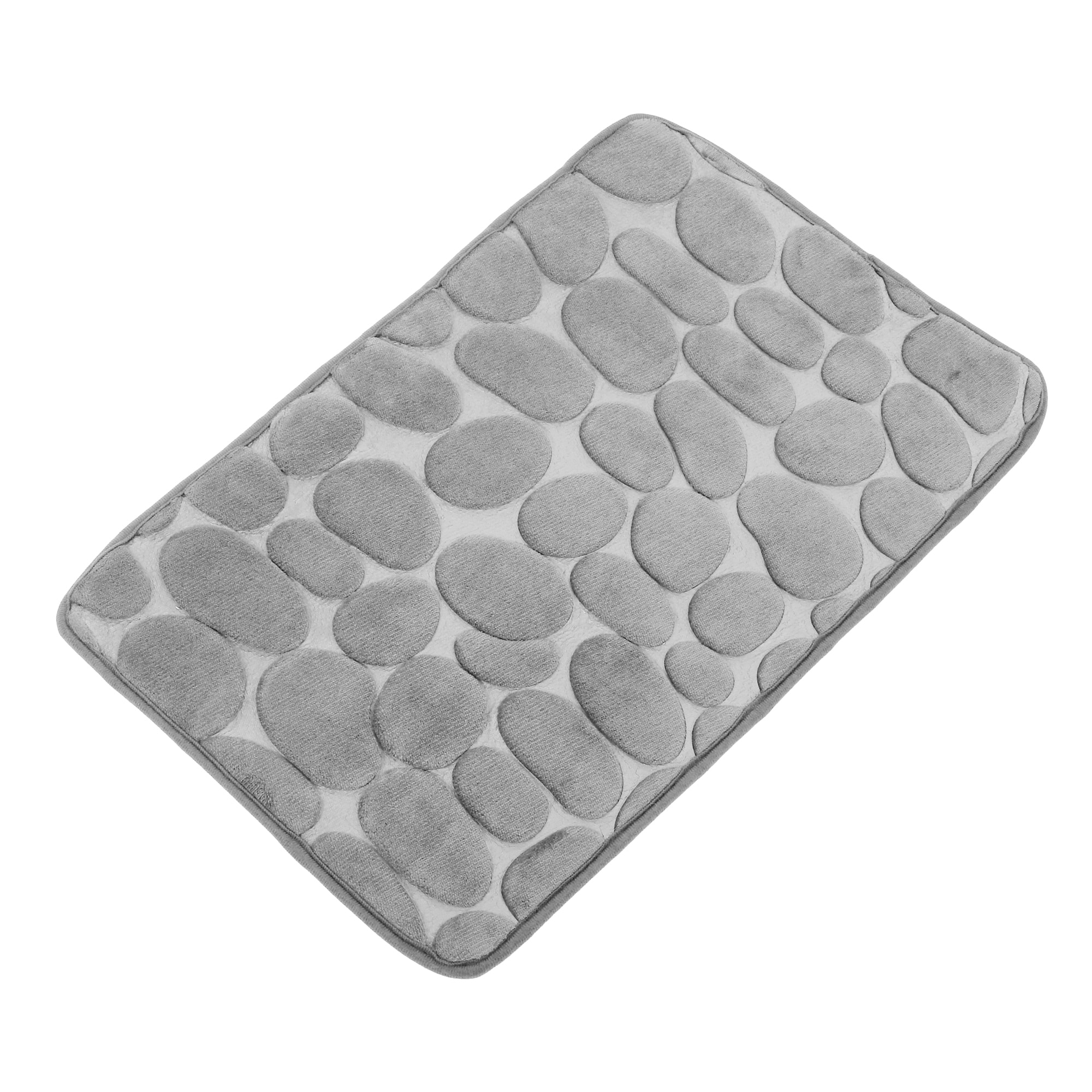 Unique Bargains Cobblestone Pattern Bathroom Rugs Polyester Bath Mat Machine Washable Gray 80x50cm