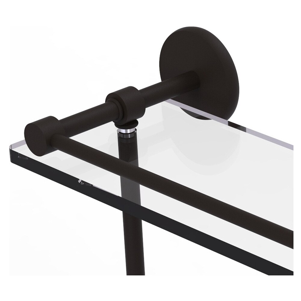16" Oil Rubbed Bronze Glass Wall Shelf with Towel Bar