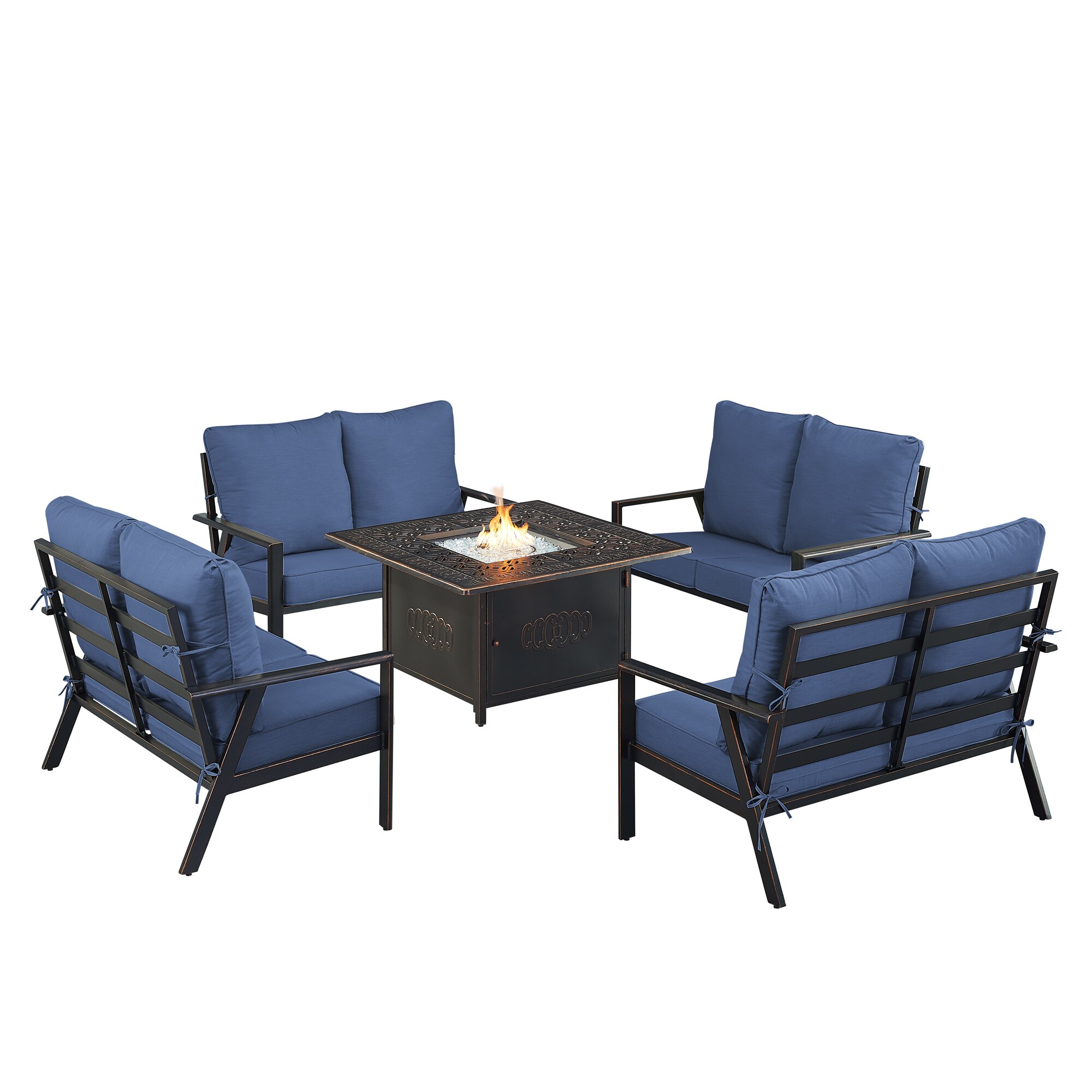 Oakland Living LUX4LSRONINBLCUA Patio-Conversation-Sets - View #2