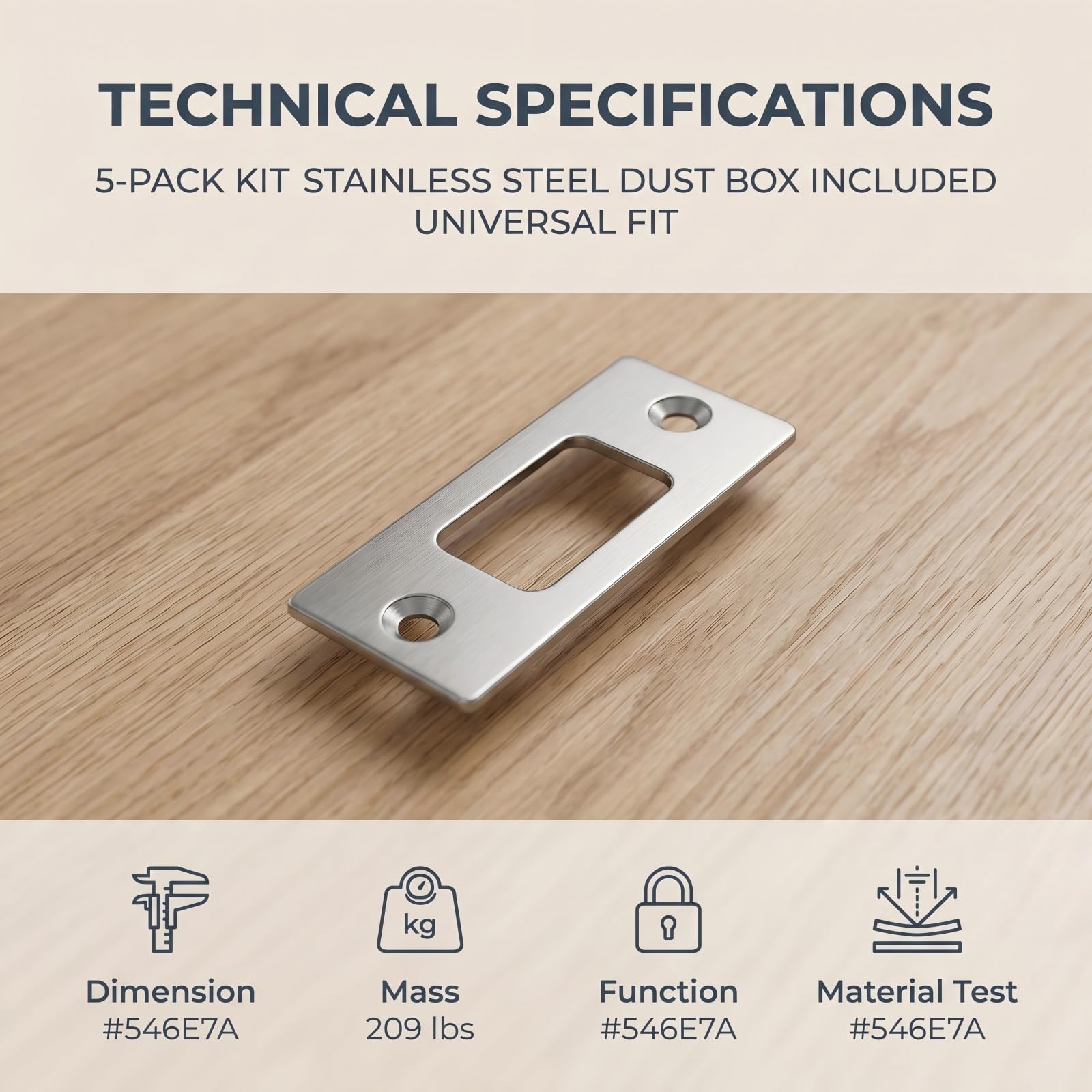 Phyfalip 5 Pack Stainless Steel Deadbolt Strike Plates with Dust Box 2 ...