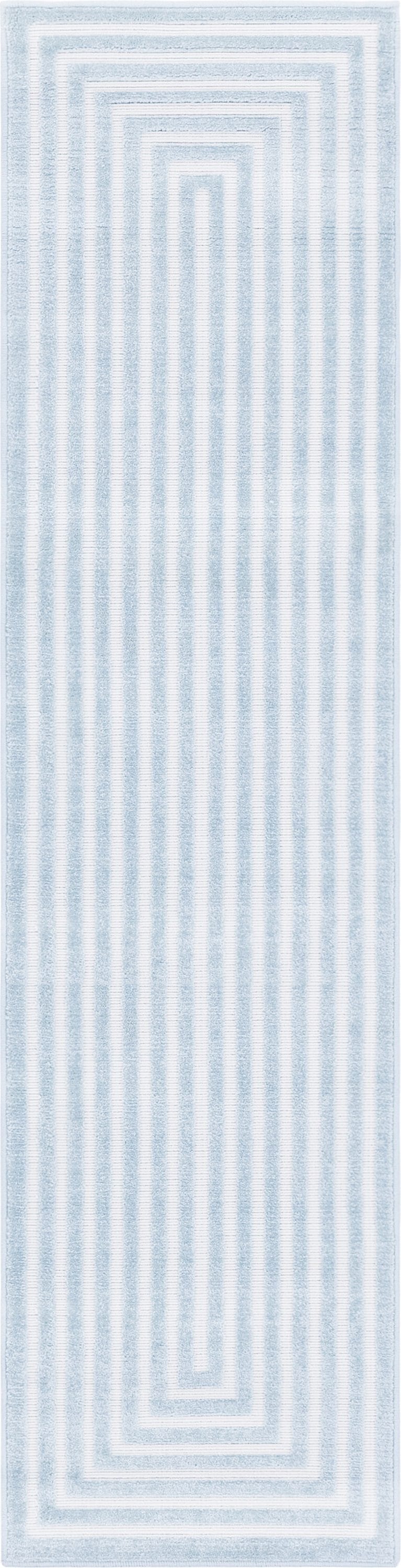 Unique Loom 3146154 Prescott Sabrina Soto Outdoor 2 x 8 (ft) Loomed Polypropylene Light Blue Rectangular Indoor/Outdoor Geometric French Country Runner rug