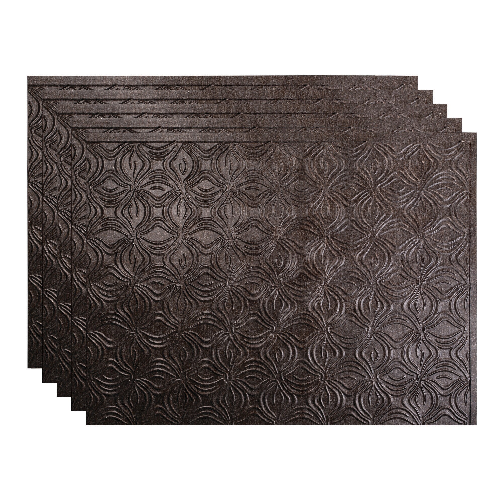 Fasade PB6327 Lotus 18.25-in x 24.25-in Vinyl Smoked Pewter Backsplash Panels 5.0 -Pack