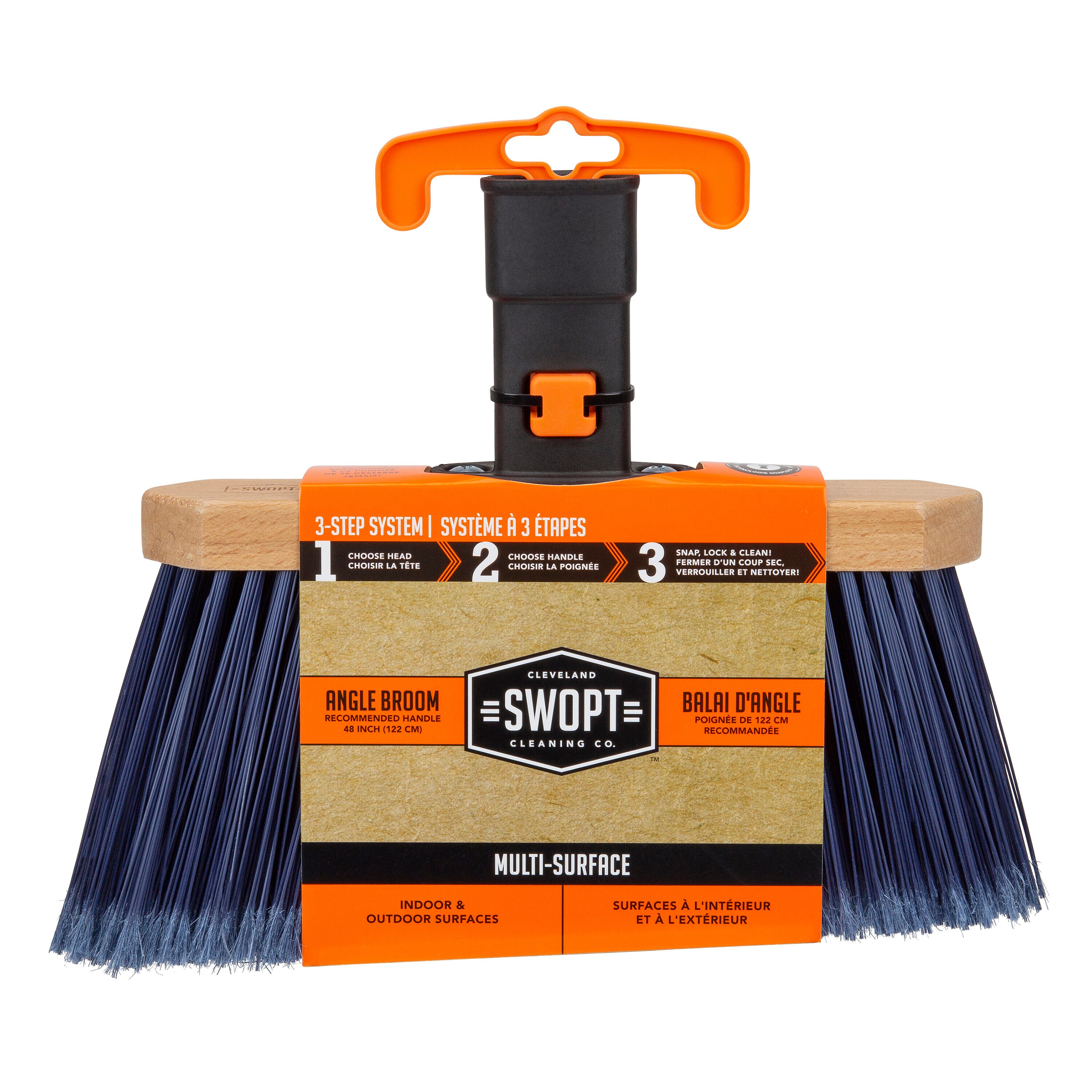 SWOPT Premium Multi-Surface Angle Broom, Cotton Mop + 48” & 60 EVA Foam  Comfort Grip Wooden Handles, Combo — Cleaning Heads with Long Handles
