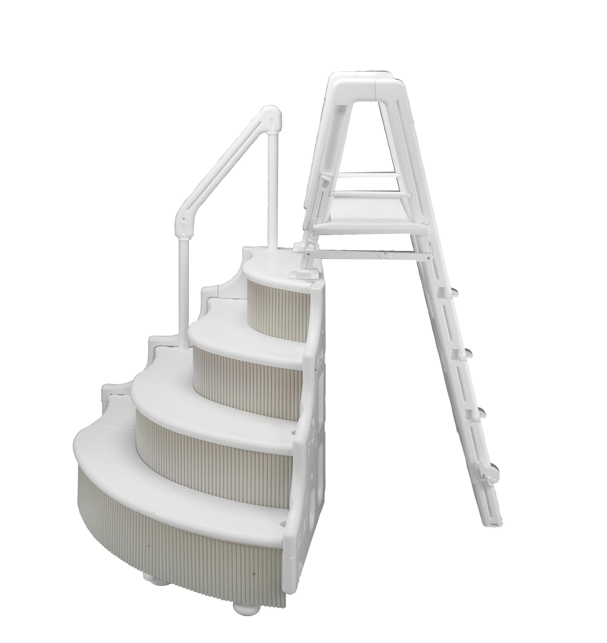 Blue Wave NE1084 Grand Entrance 54-in Resin Drop-In Pool Steps with Outside Ladder Hand Rail