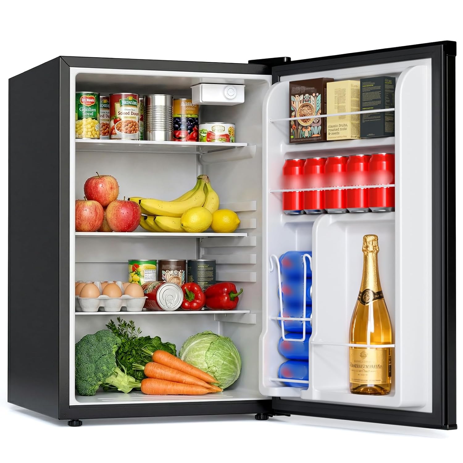 Kismile 4.4 Cu Ft Refrigerator with 3 Glass Shelves and Reversible Door #58128RRE0-BLACK