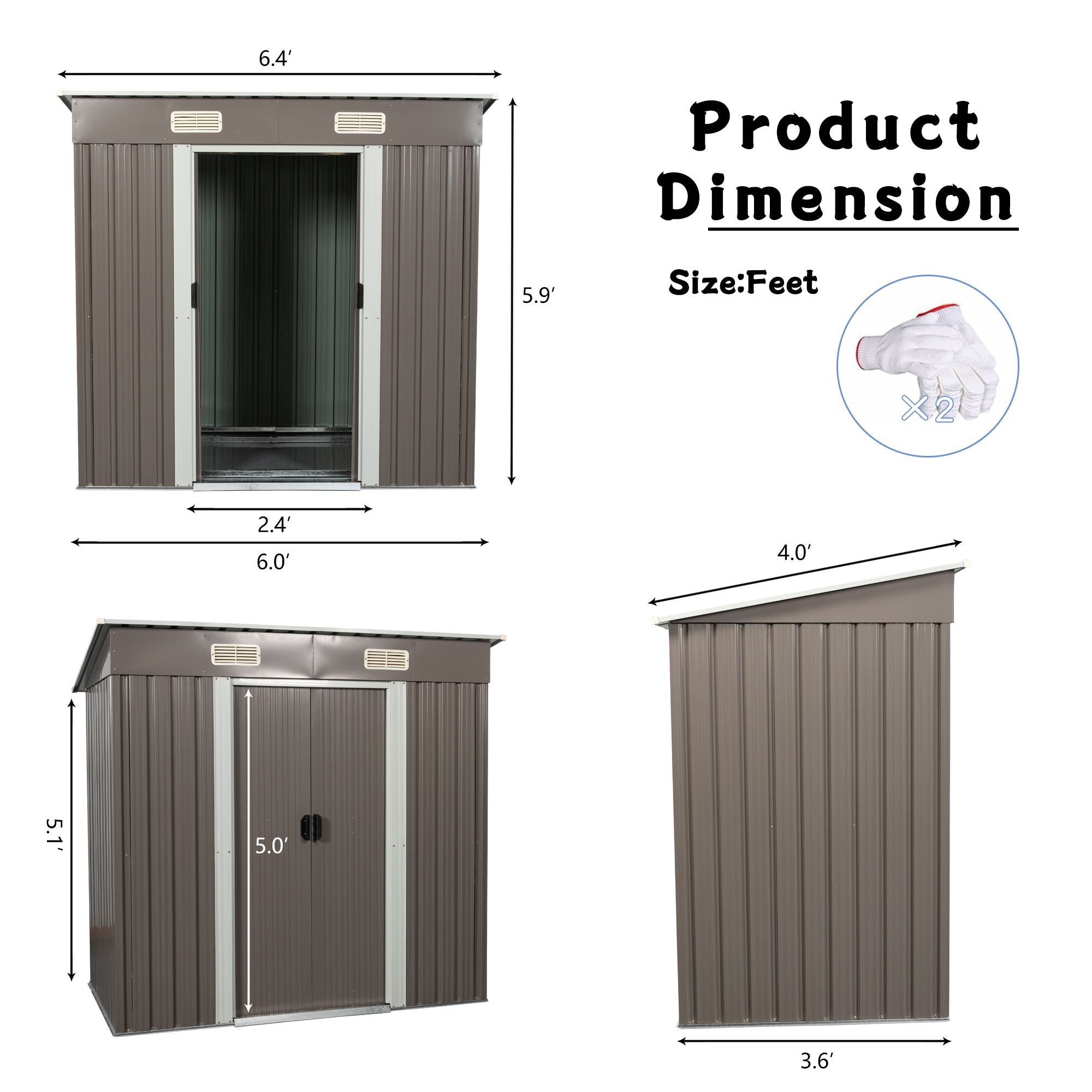 Kahomvis WWC-QP211-24 Metal-Storage-Buildings-Sheds - View #4