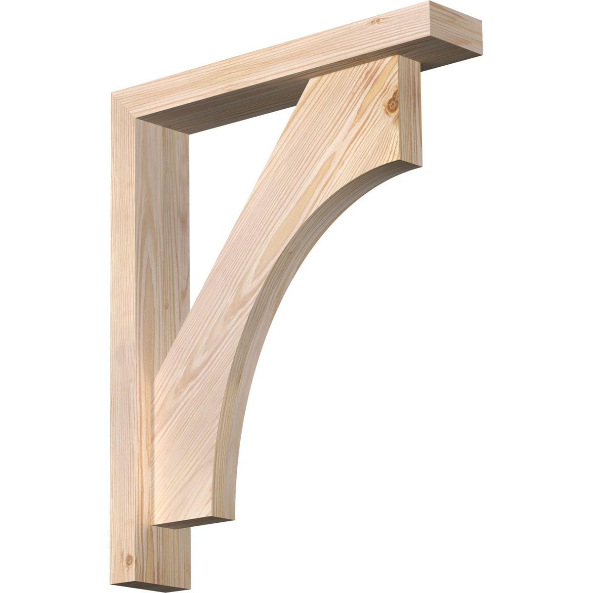 Ekena Millwork 1464613 Westlake Block Smooth Bracket with Offset Brace Douglas Fir Wood Standard Bracket