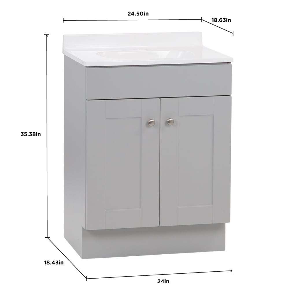 Project Source 24 in Gray Single Sink Bathroom Vanity with White