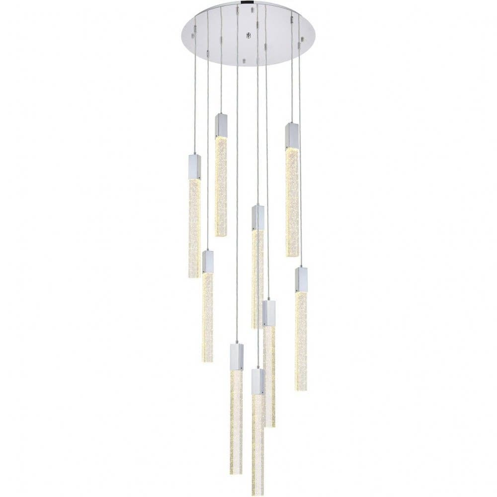 Elegant Lighting A-EL-2067D24C Weston 9 - Light Chrome Modern Halogen Crystal And Metal Pendant Light