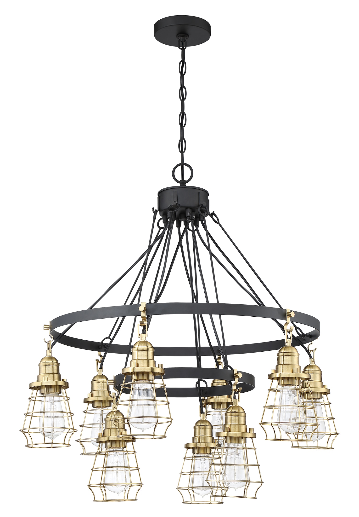 Craftmade 50629-FBSB Thatcher 9 -Light Black Transitional Cage For Use in Bedrooms, Dining Rooms, Foyers, Kitchens, Living Rooms Chandelier
