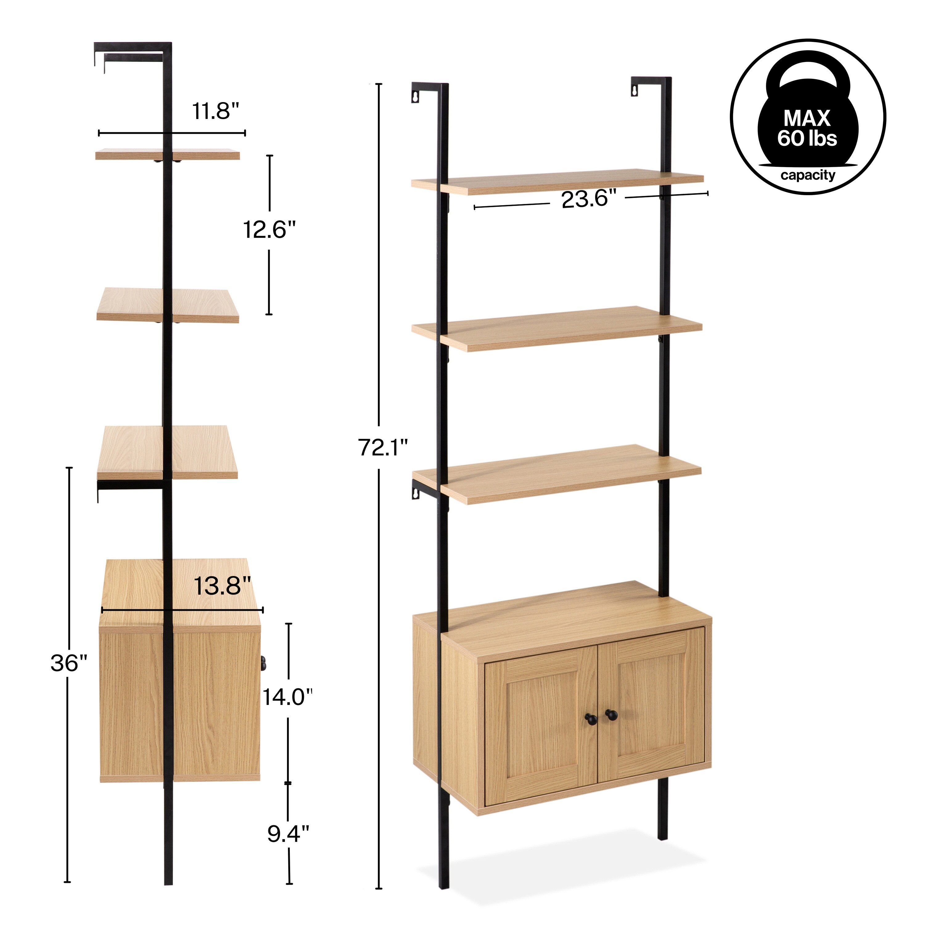 happimess MSH1002B Wall-Mounted-Shelving - View #4