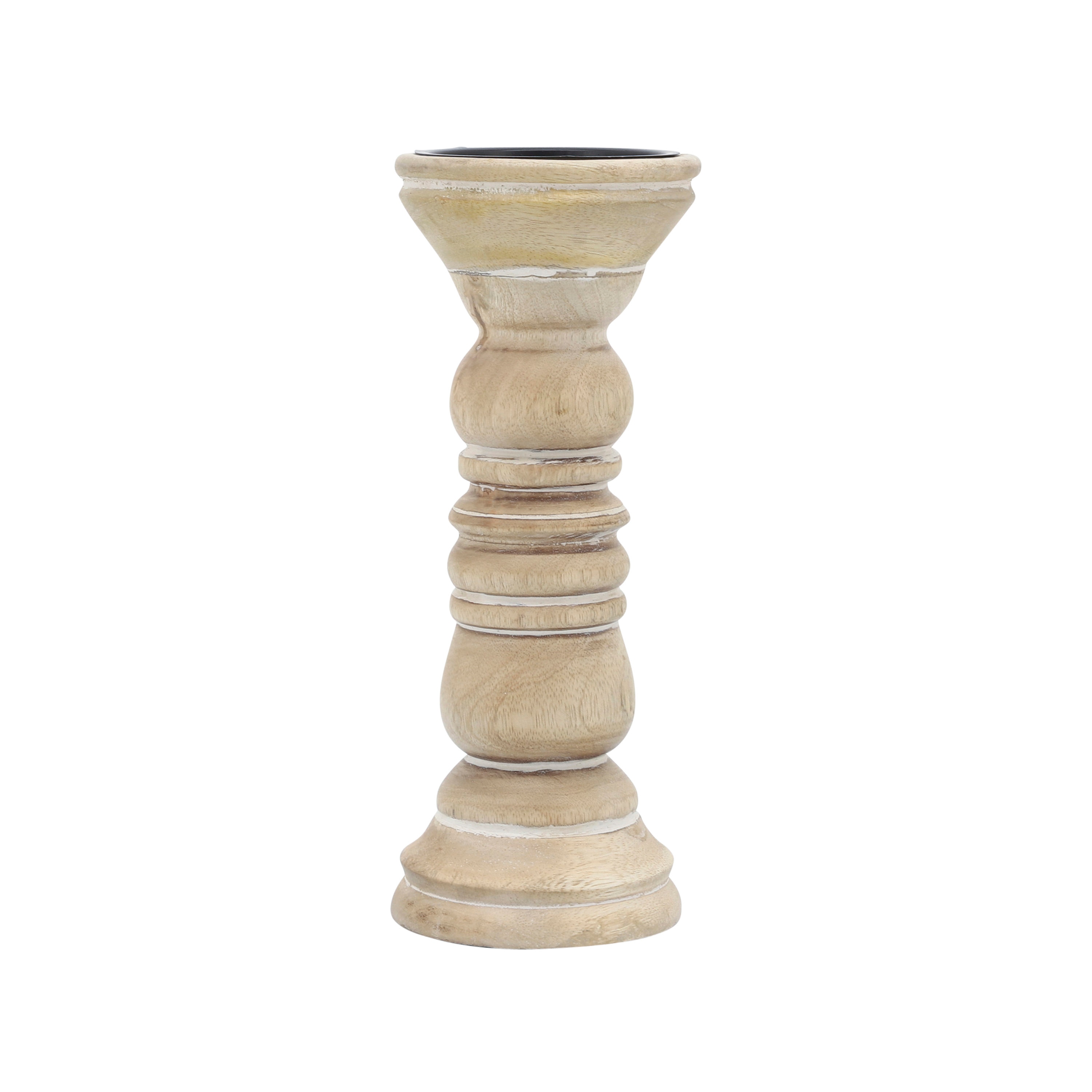 Sagebrook Home 16207-01 1 Candle Wood Pillar Candle Holder