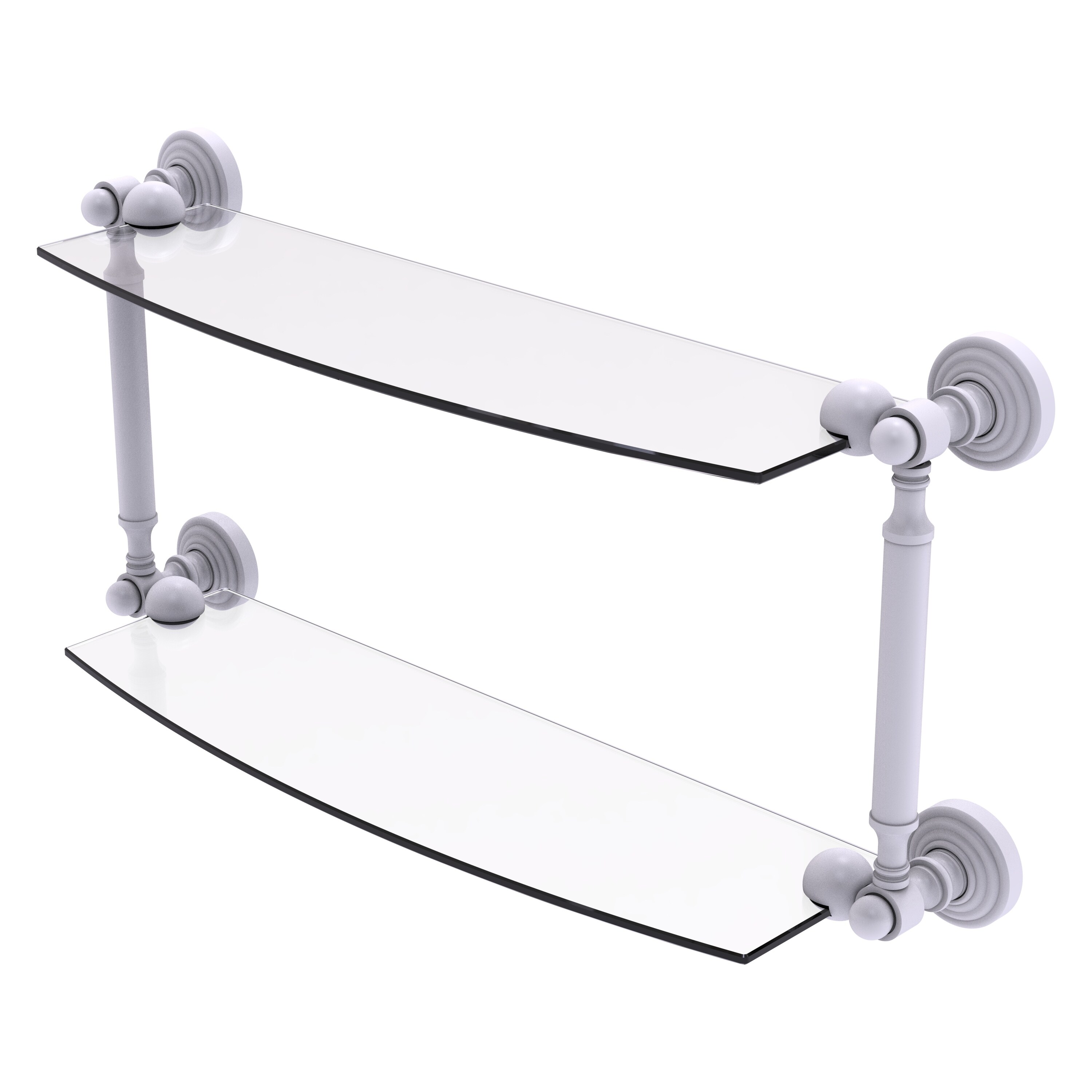 Allied Brass WP-34/18-WHM Waverly Place Matte White 2-Tier Wall Mount Bathroom Shelf (18-in x 7-in x 5-in)