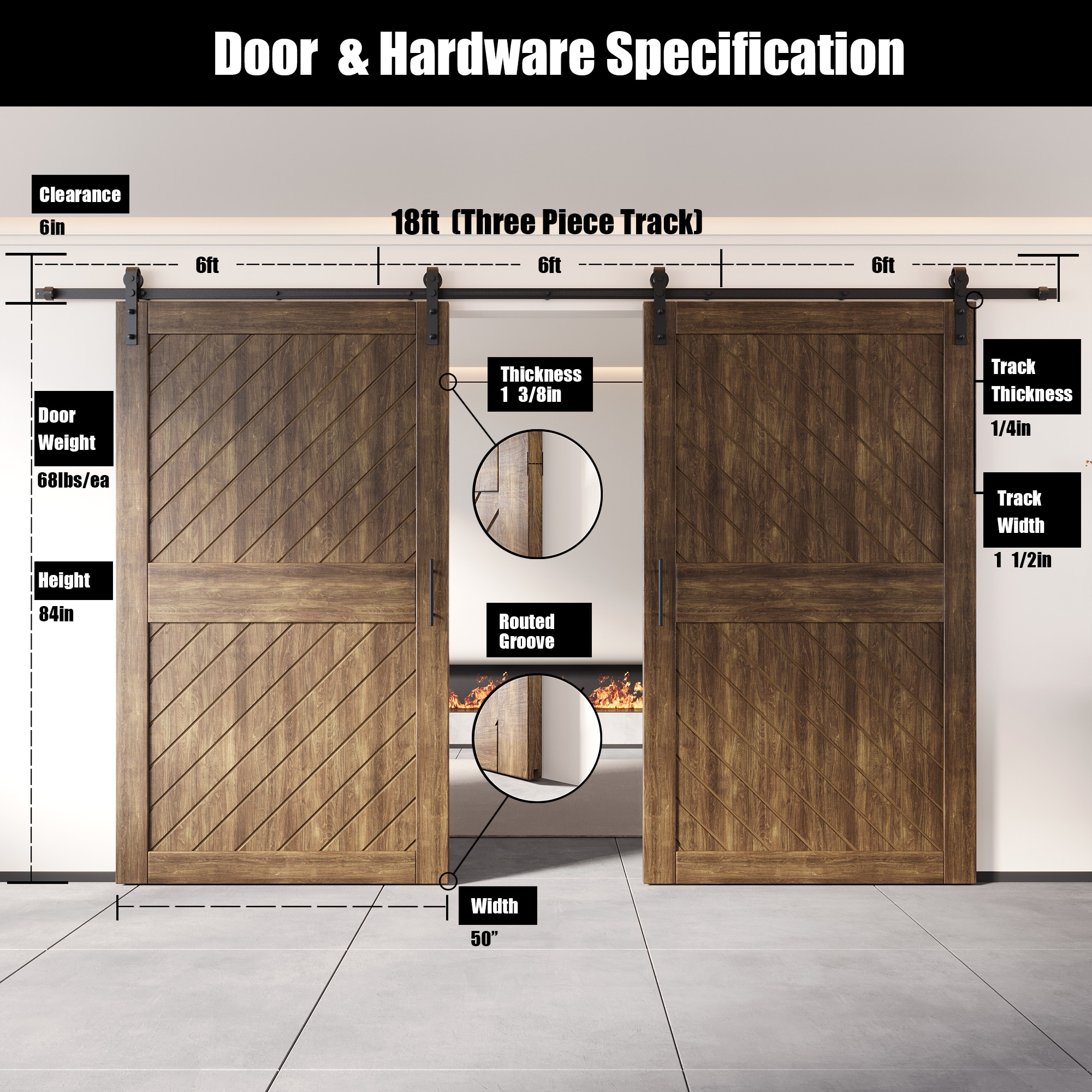 HOMACER YT2H216C-XT1-5084-WA Barn-Doors - View #2