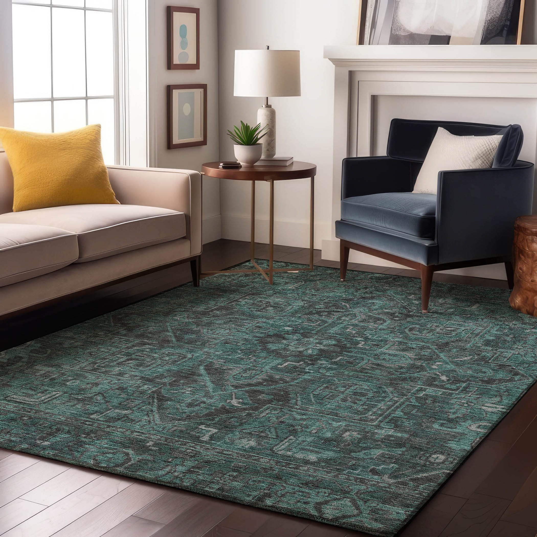 Addison Rugs AMF536TE10X14 Mayfield AMF536TE 10 x 14 (ft) Loomed Polyester Teal Rectangular Indoor Geometric Machine washable Area rug