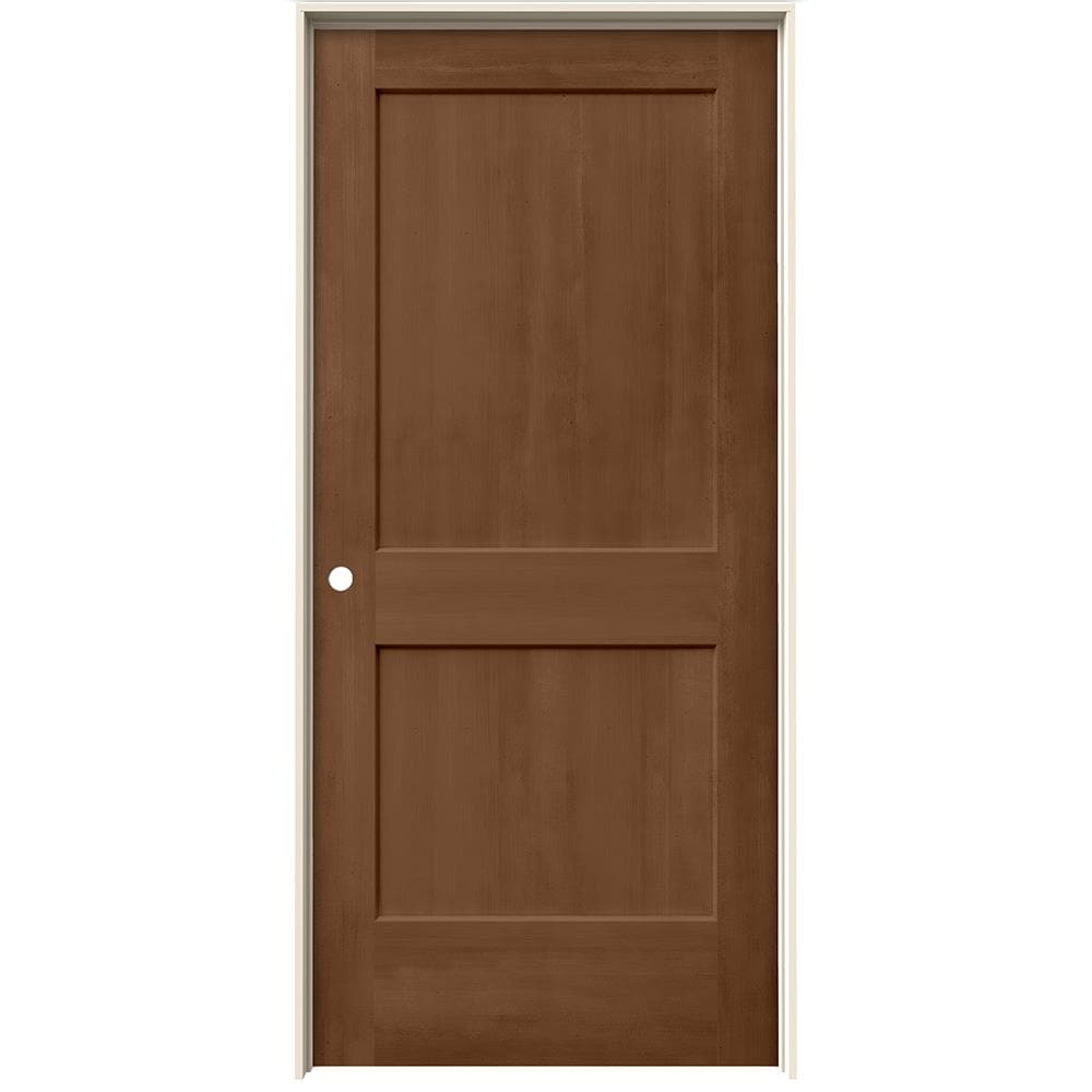 JELD-WEN LOWOLJW222201089 36-in x 80-in Hazlenut Solid core 2-panel square Right hand Smooth Stained Molded composite Flat Jamb Single Prehung Interior Door