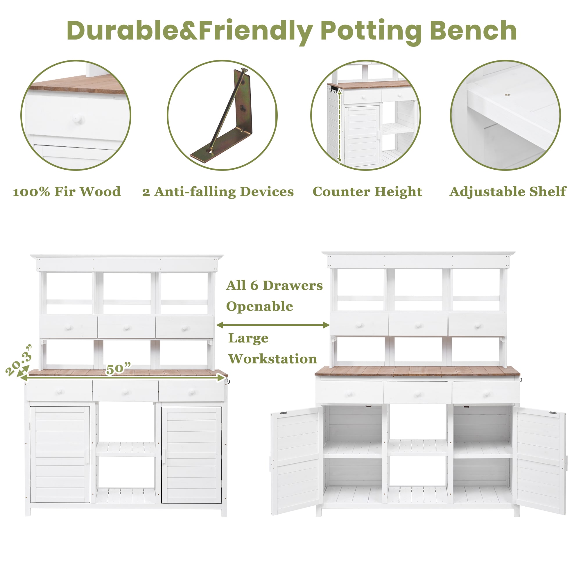 SINOFURN SYA010597WT Potting-Benches - View #7