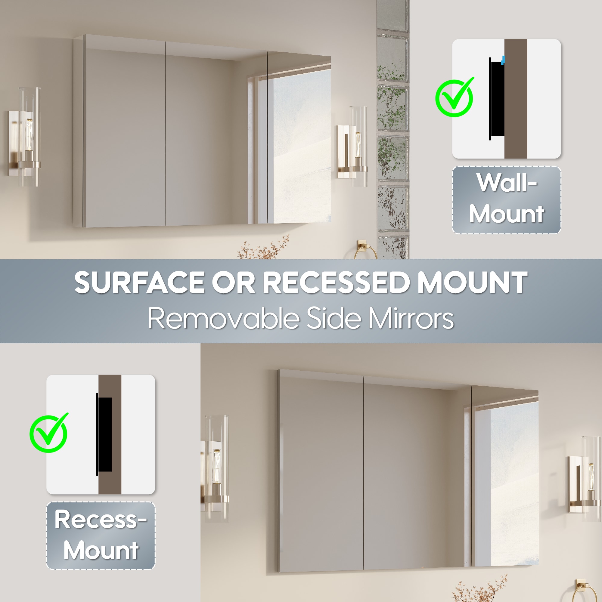 WELLFOR DH-MMC3026-SA Bathroom-Medicine-Cabinets - View #6