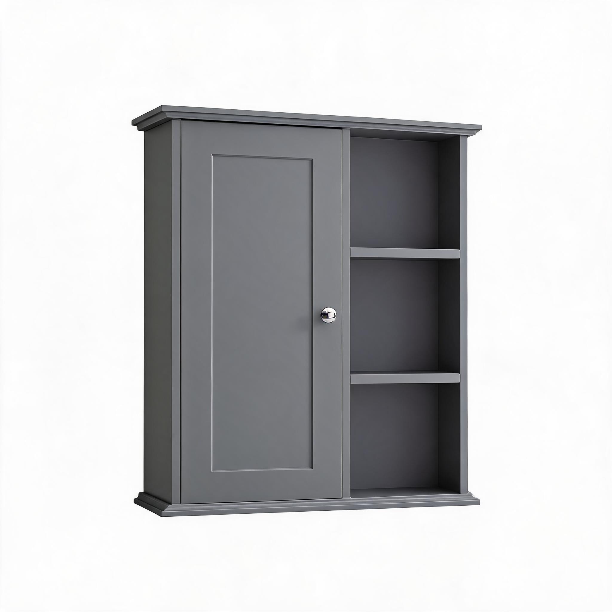 LIVACA 24 inch x 28 inch x 7 inch Gray MDF Wall Mounted Medicine Cabinet with Quiet Soft-Closing Hinges