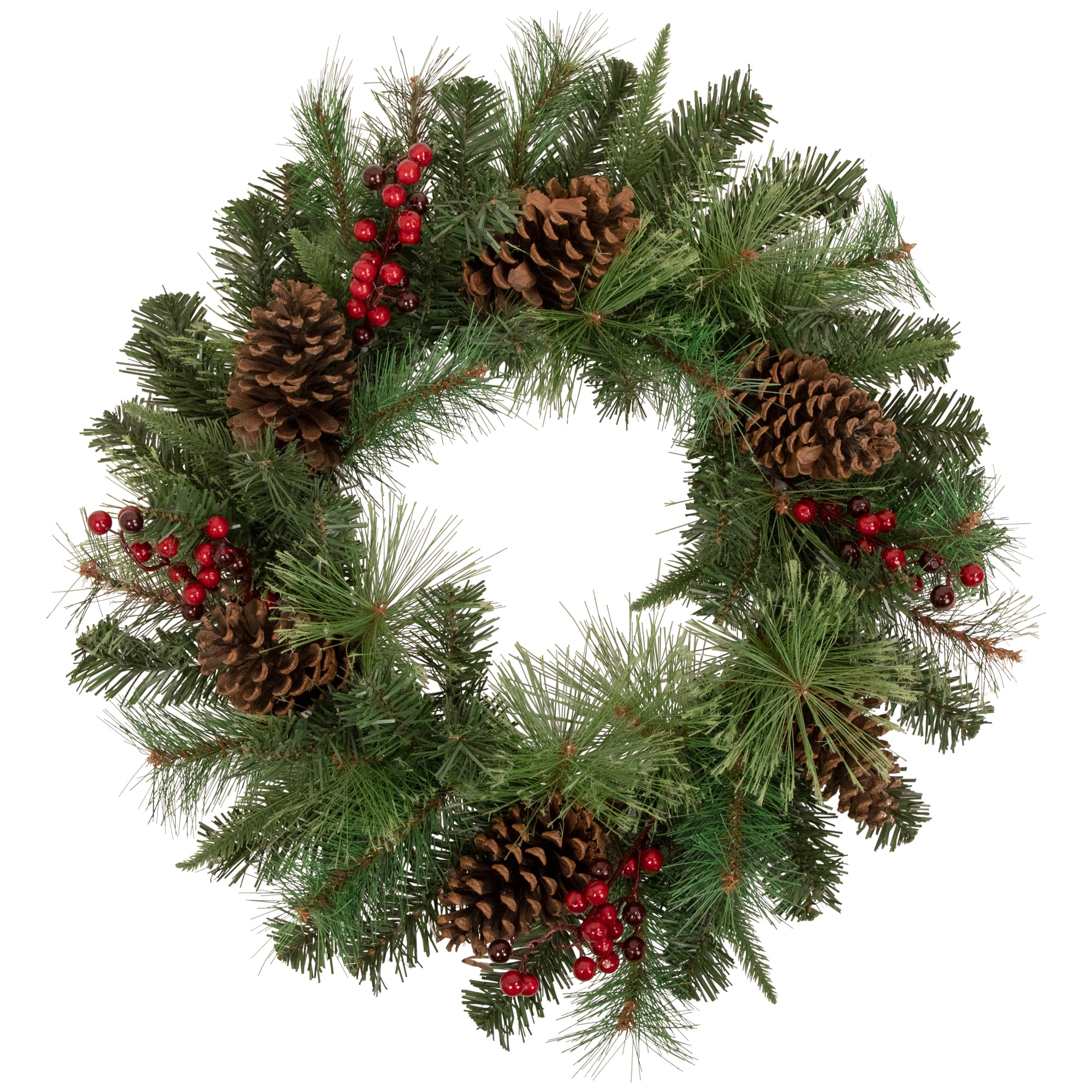 Northlight 34936410 24-in Pre-lit Indoor Battery-operated Green Pine Artificial Christmas Wreath