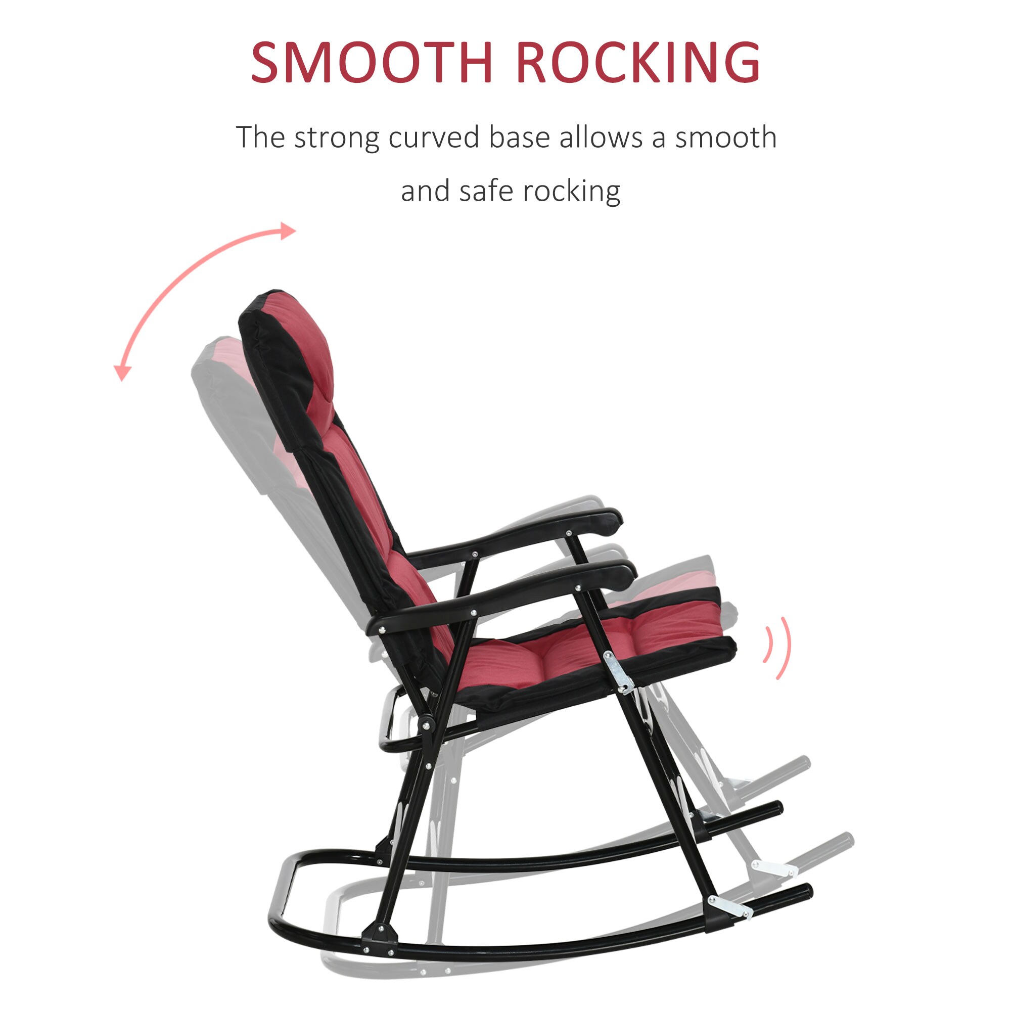 Siavonce Set of 2 Stackable Red Steel Frame Rocking Chair with ...