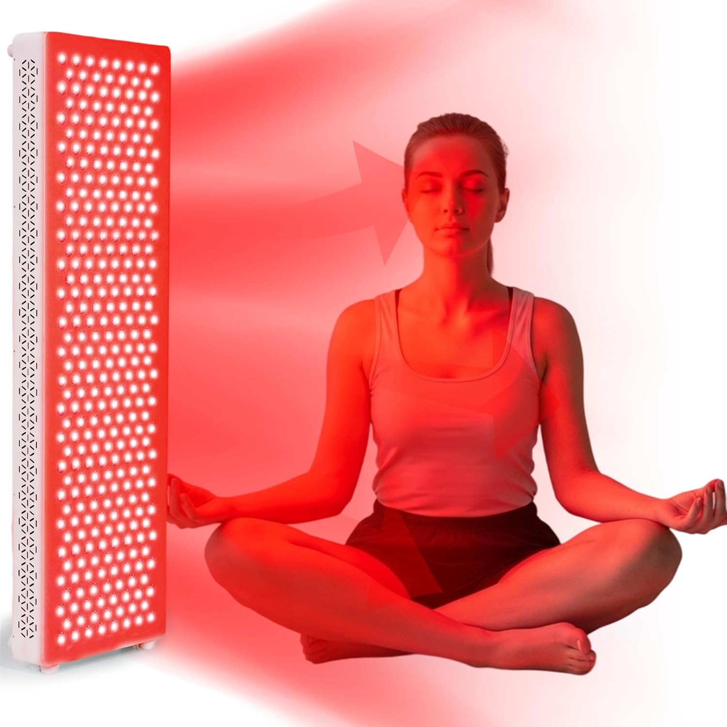 AECOJOY  308-LED 5-Wavelength Red 660nm Near Infrared 850nm Light Therapy Panel for Body Face Pain Skin Recovery Sleep 462W with Timer