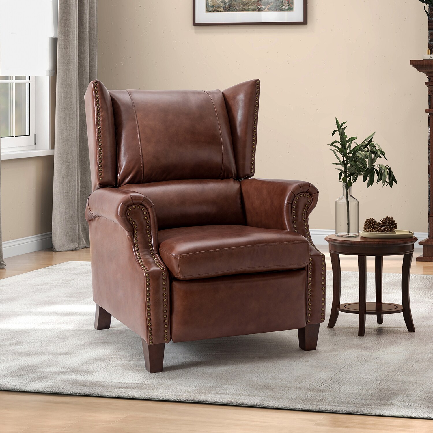 14 Karat Home Brown Leather Upholstered Recliner in the Recliners  department at