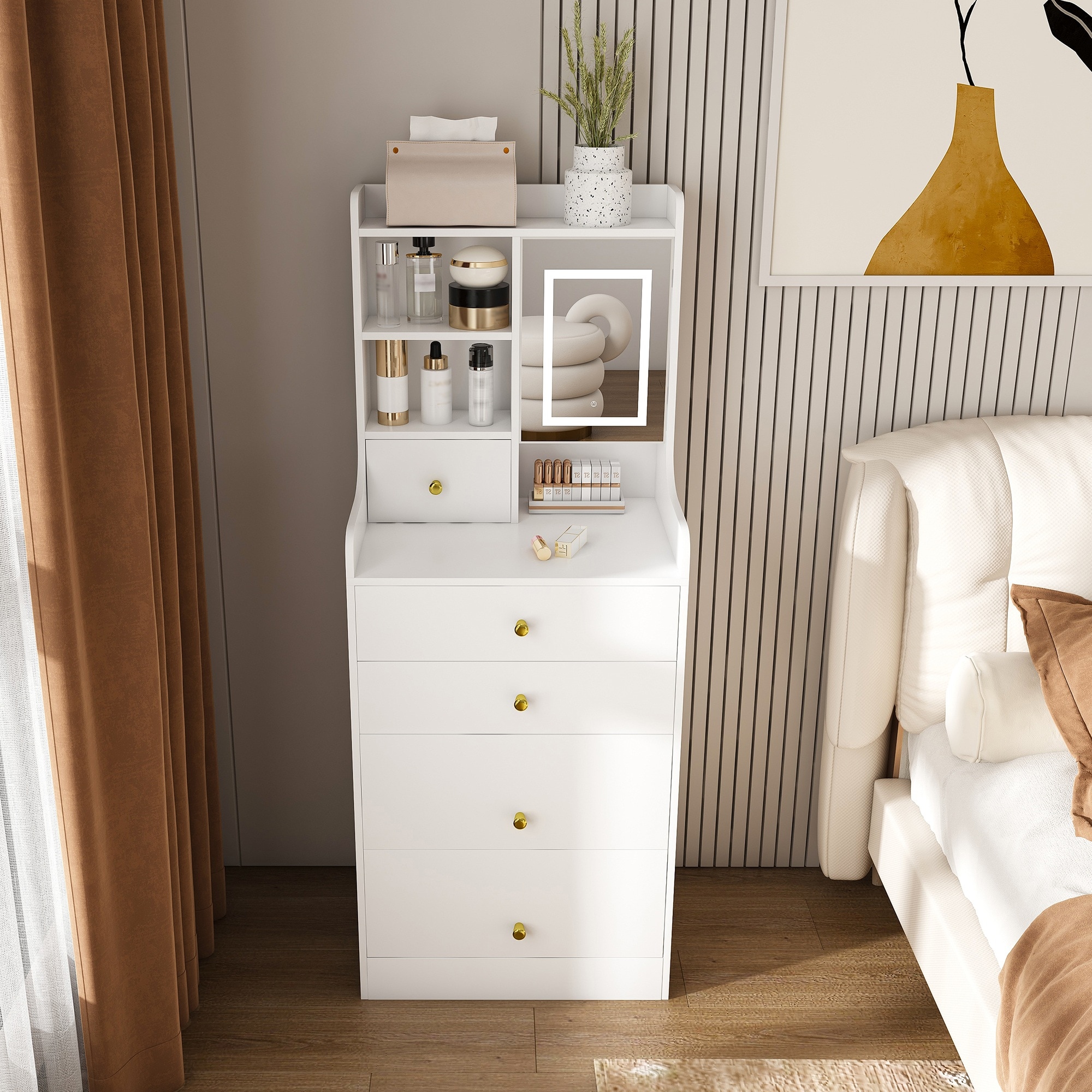 Dexmalle W2700P297923 3-in-1 white dressing table with LED mirror