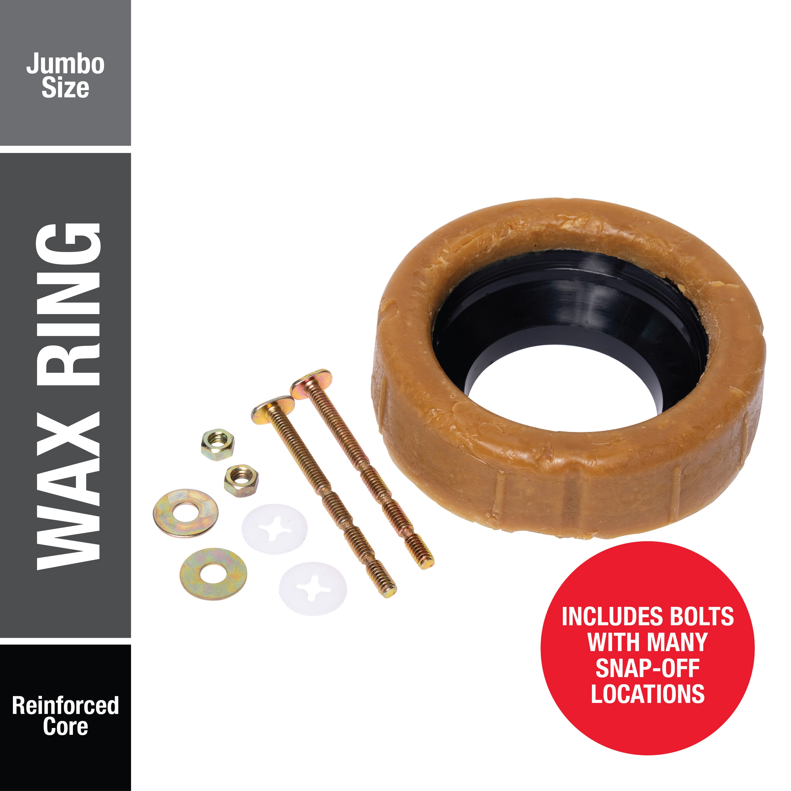 Oatey Johni-Ring 3-in Brown Wax Jumbo Toilet Wax Ring with Bolts in the  Toilet Wax Rings & Floor Seals department at