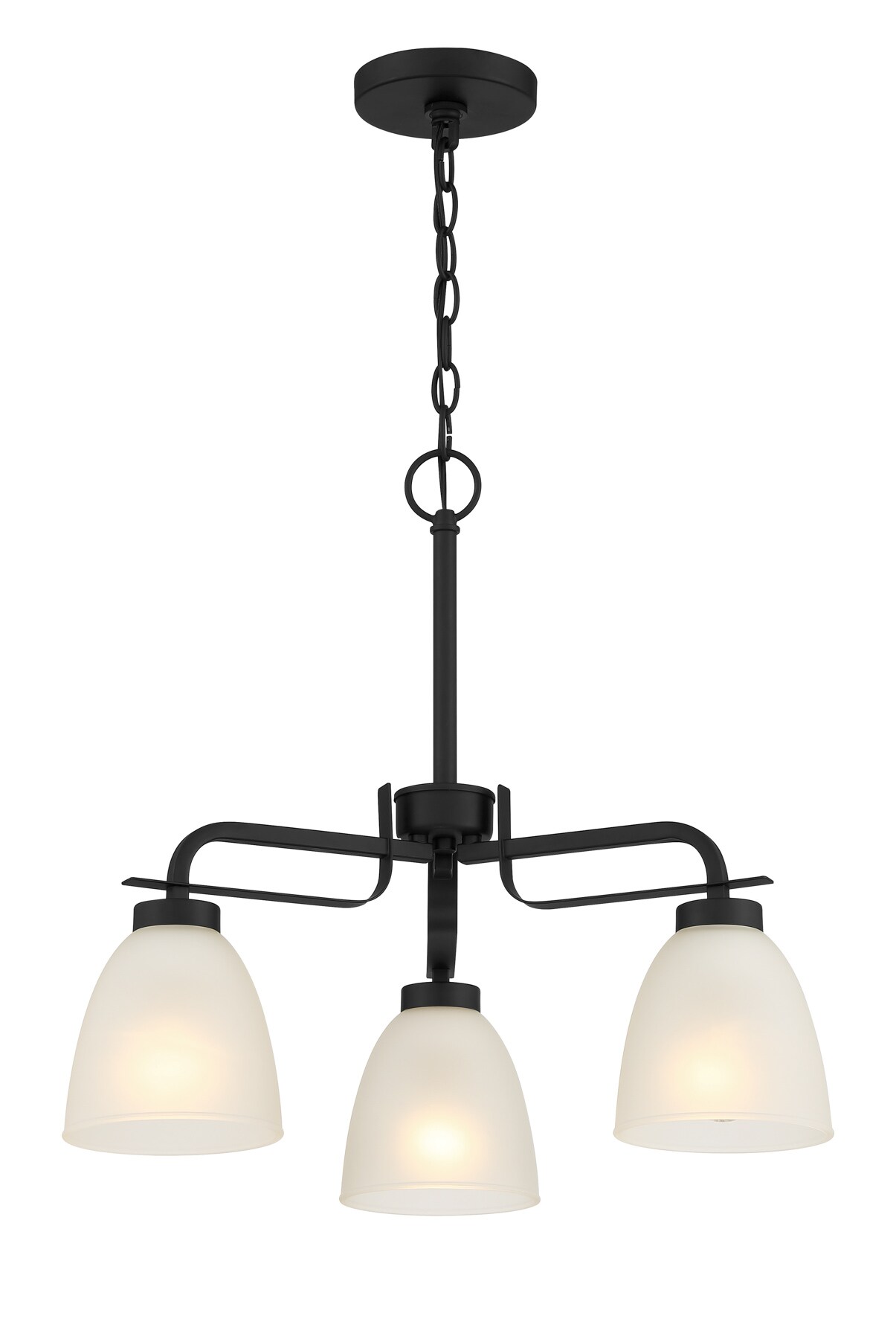 Coal and Etched Glass 3-Light Convertible Chandelier