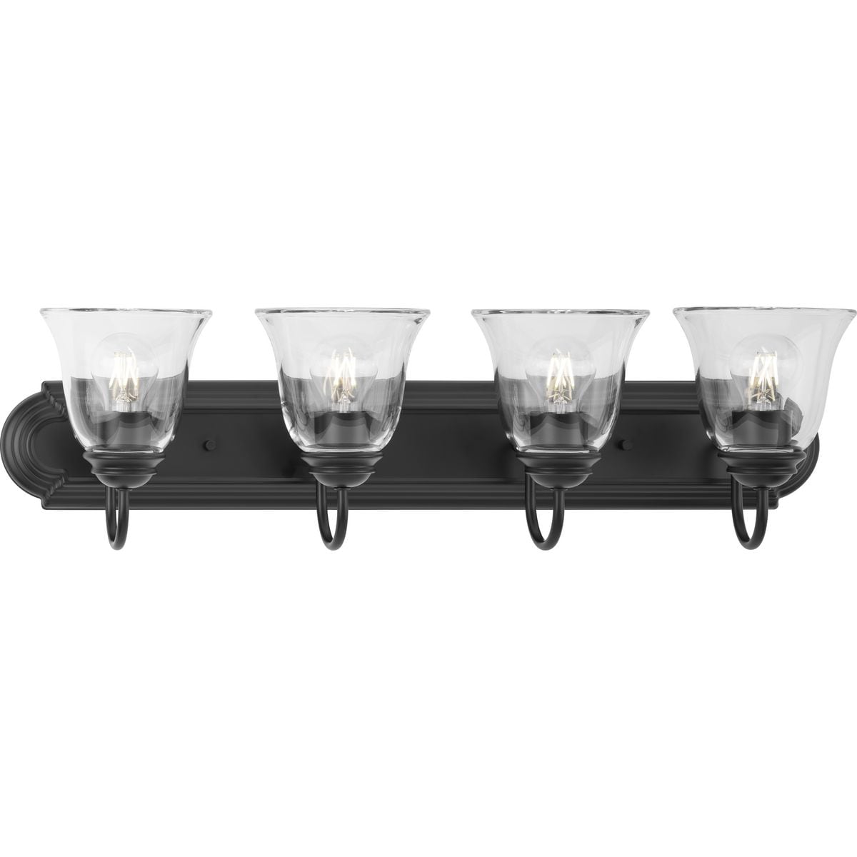 Progress Lighting P300392-31M Clear Glass 30-in 4 -Light Matte Black Transitional Vanity light