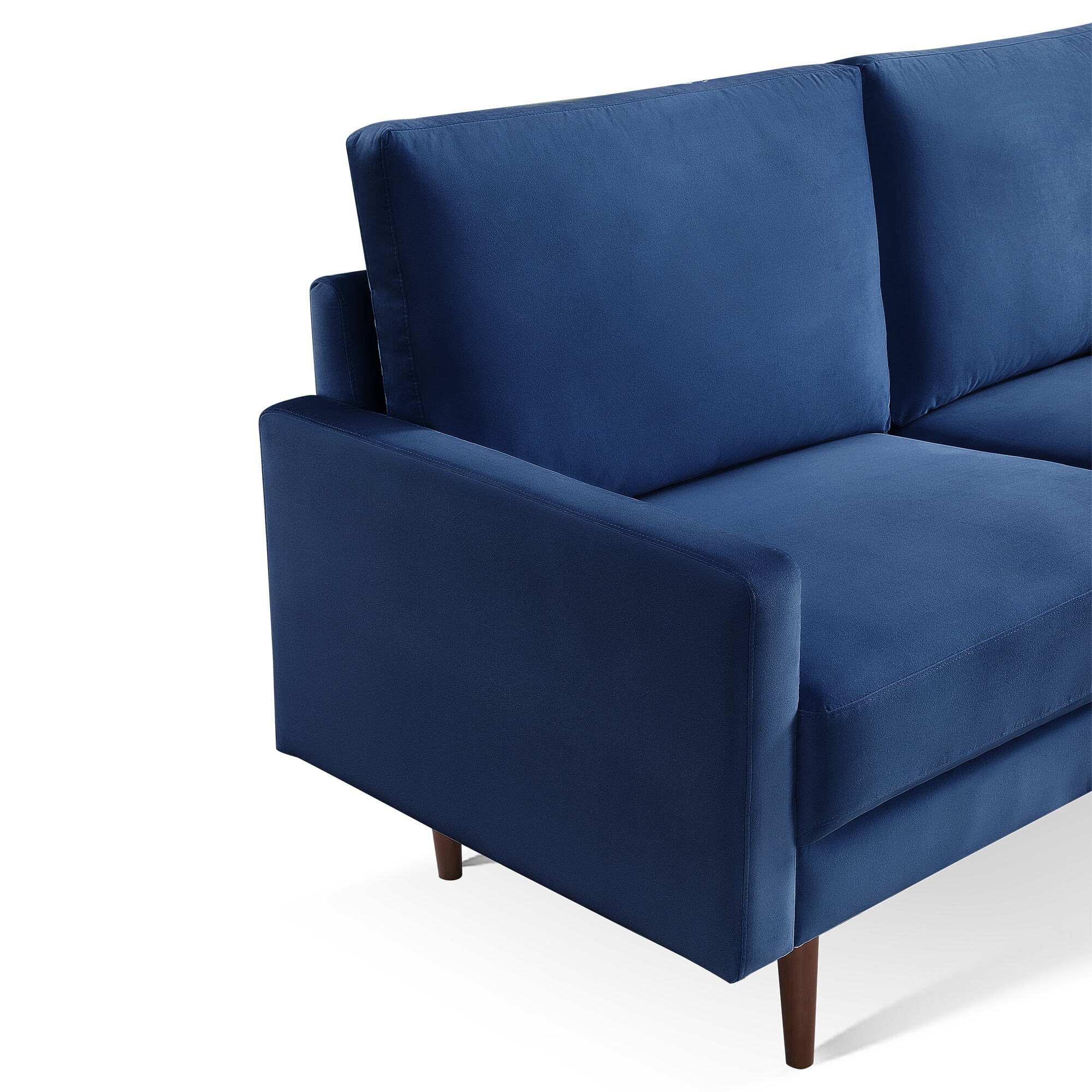 Modern Blue Velvet 57" Loveseat with Square Arms