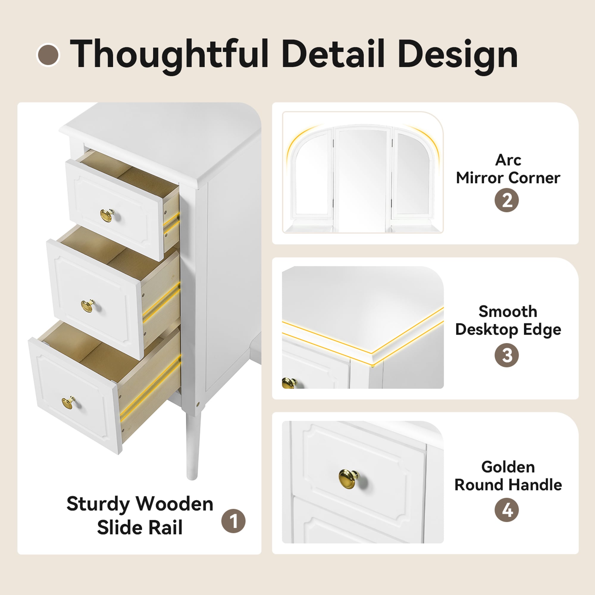 SINOFURN SYD250019WT Bedroom-Vanities - View #5