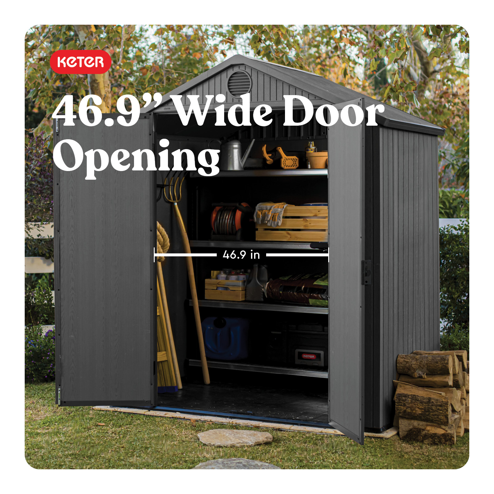 Keter 6-ft x 4-ft Darwin Gray Gable Resin Storage Shed in the