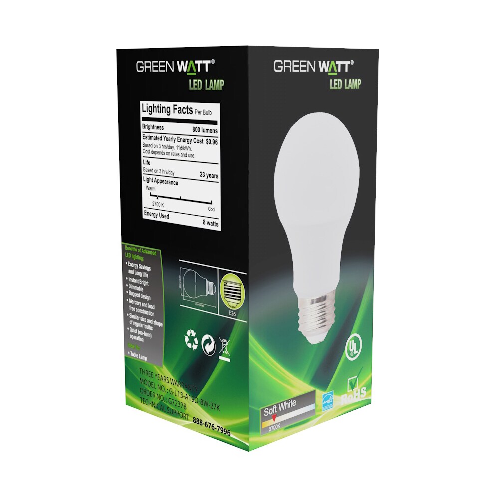 Green Watt L13-A19D-8W-27K Led-Lights - View #4