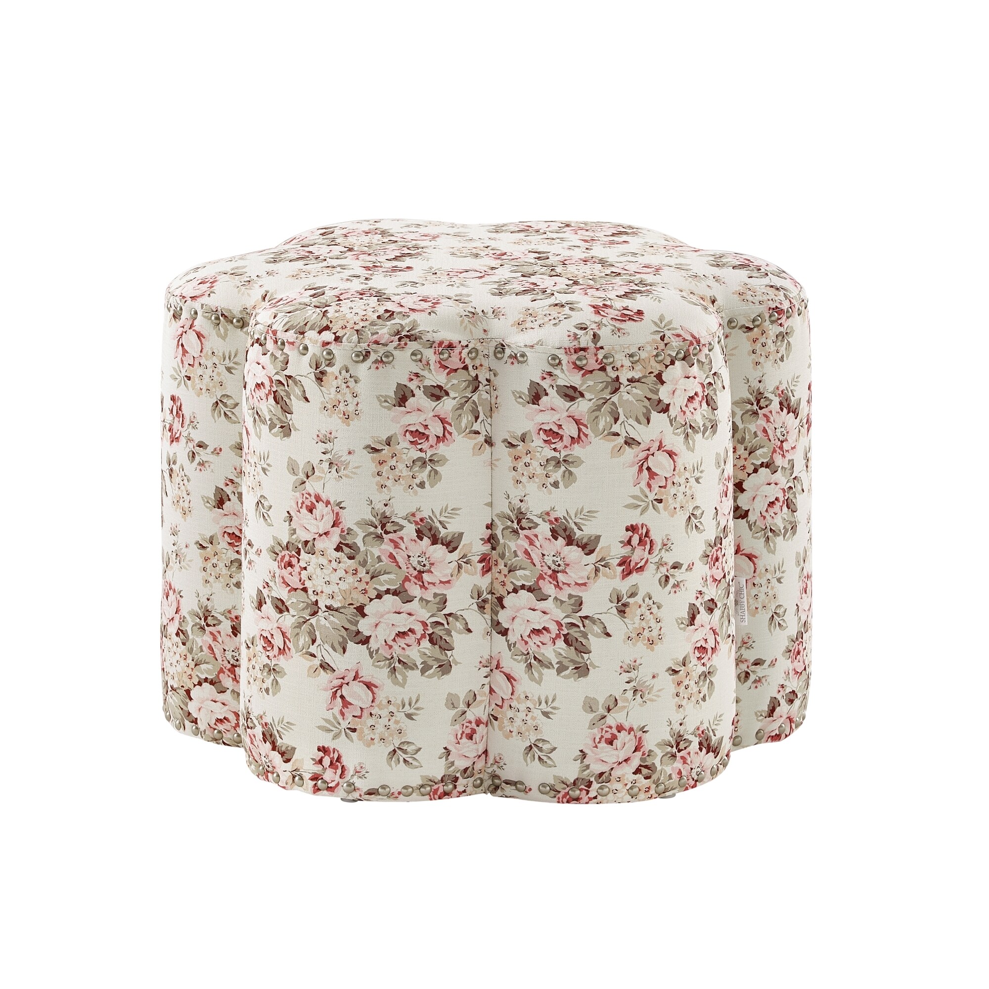 Rustic Manor SON237-03CR-LS Bronx Old World/Vintage Cluster Red Abstract Ottoman