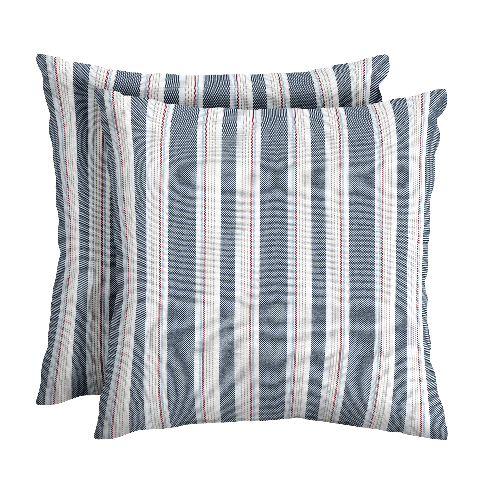 ARDEN FP07549B-D9Z2 2-Pack Striped Ocean Blue Stripe Square Throw Pillow