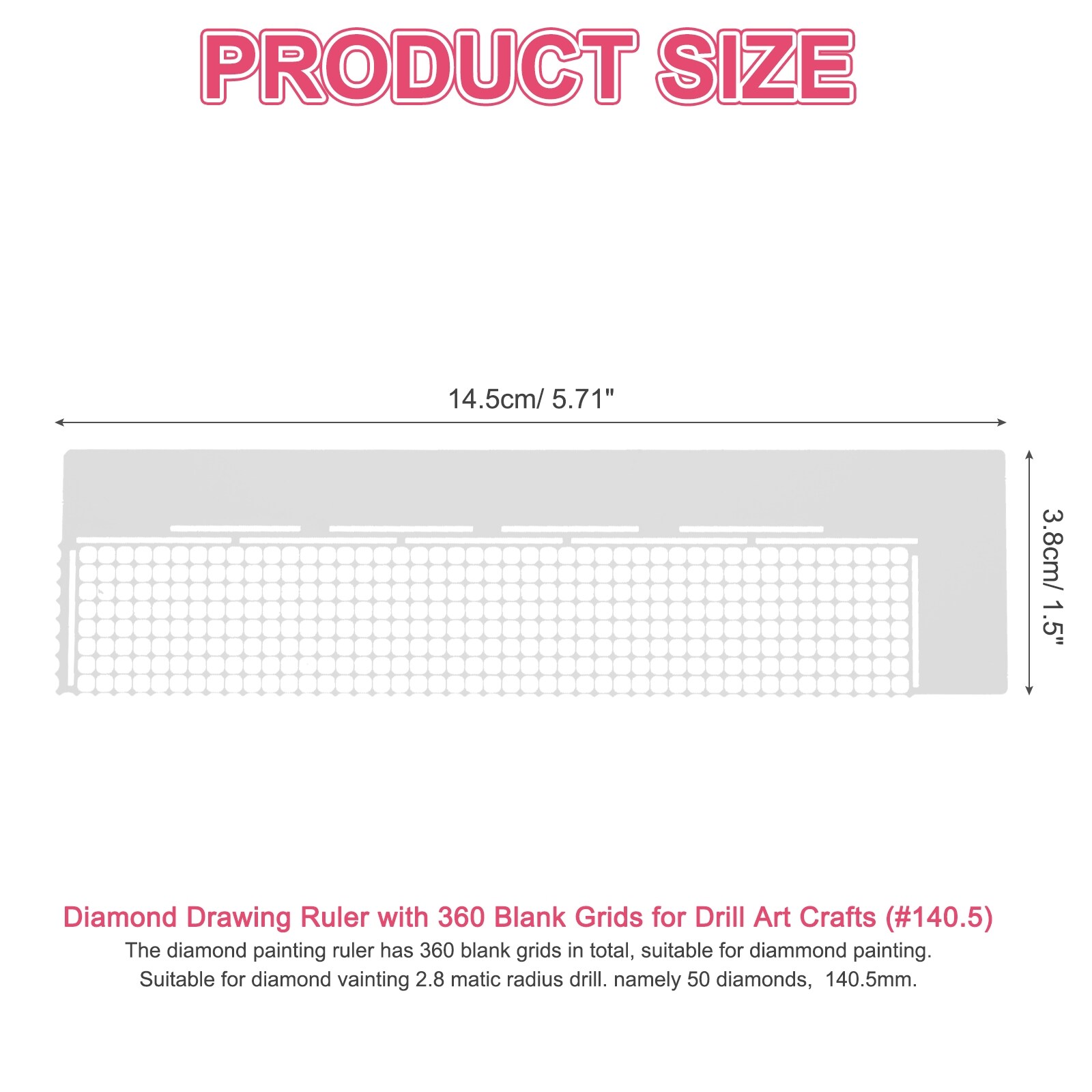 Unique Bargains Diamond Paint Ruler Stainless Steel Drawing Ruler with ...