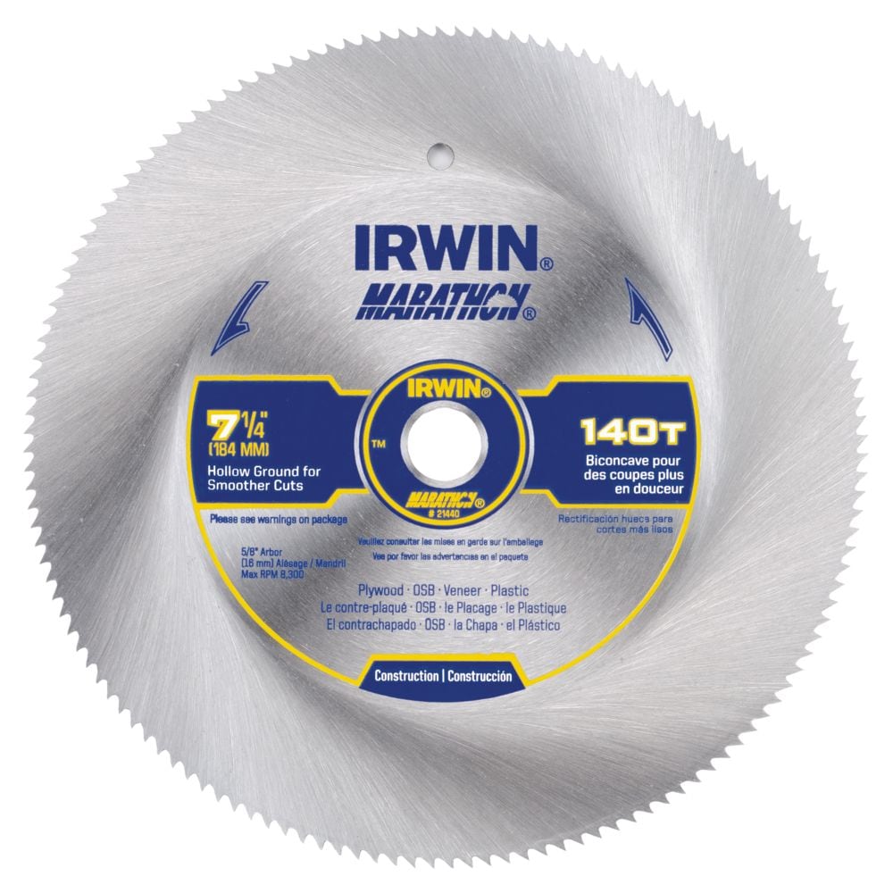 IRWIN MARATHON 7-1/4-in 140-Tooth Fine Finish Carbon Circular Saw Blade