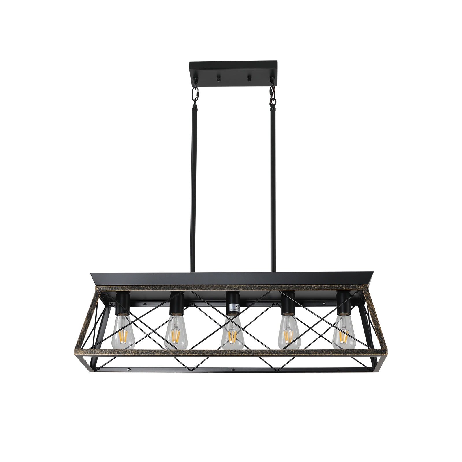 Taoi Fxio - 32 in Industrial 5-Light Pendant Chandelier Modern Metal Cage Design Adjustable Hangi...