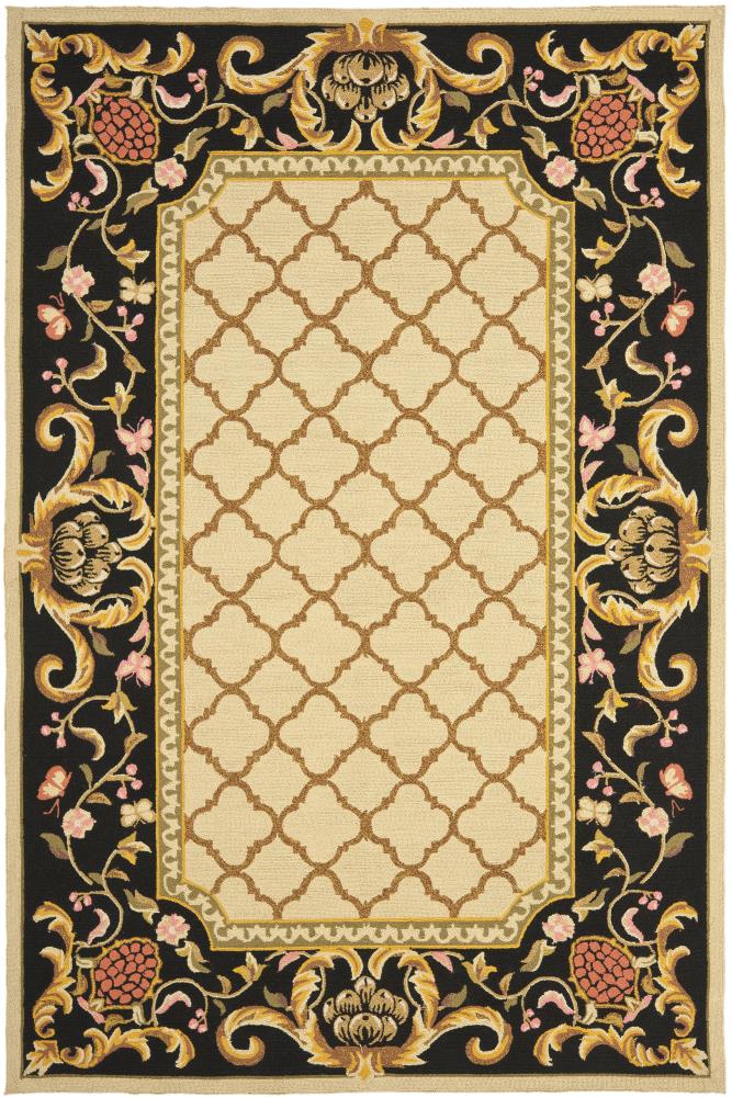 Safavieh EZC753A-6 Easy Care Alsace 6 x 9 (ft) Loomed Polypropylene Ivory/Black Rectangular Indoor Floral/Botanical Oriental Area rug