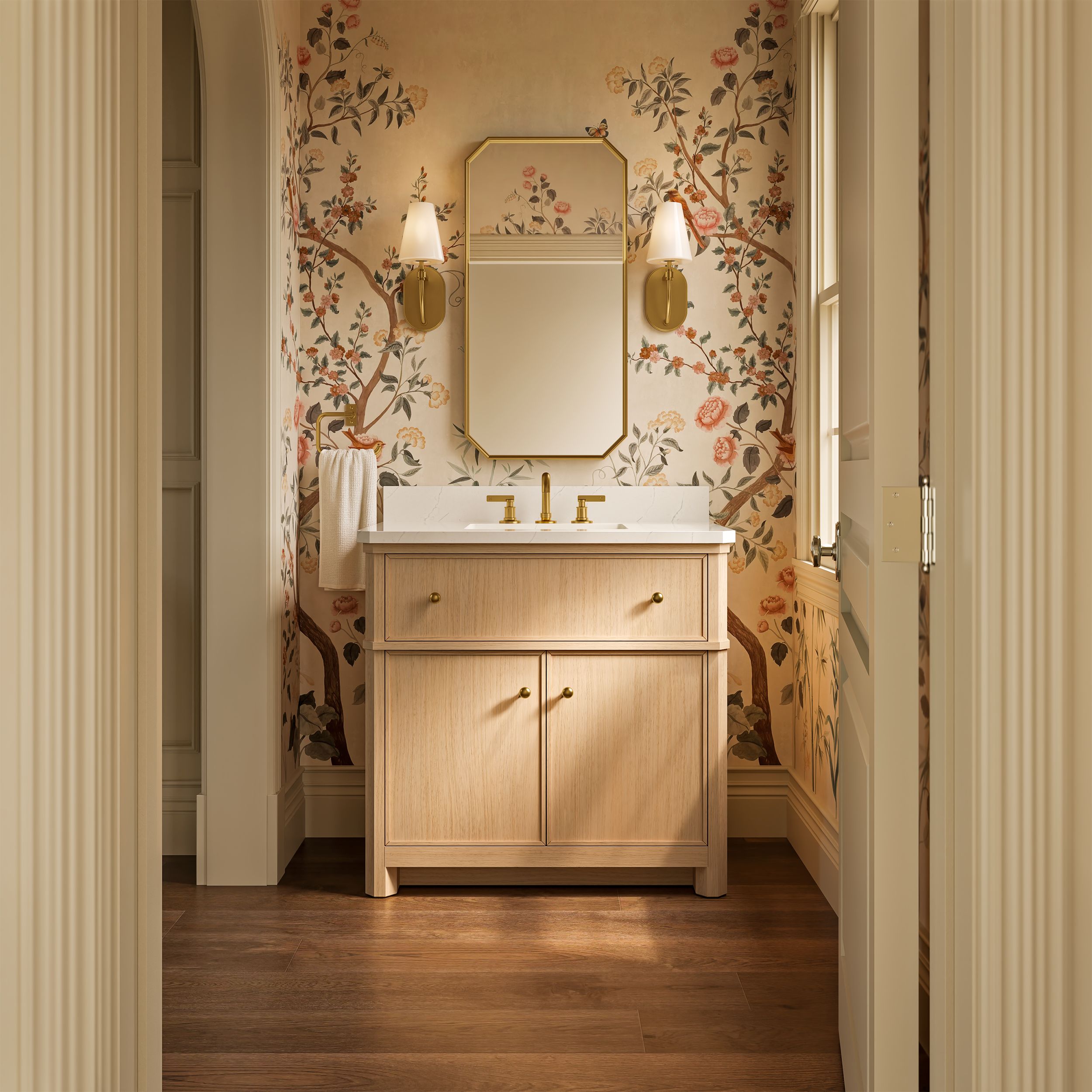 KOHLER - Claude by Studio McGee 36-in White Oak Undermount Single Sink Bathroom Vanity with White...