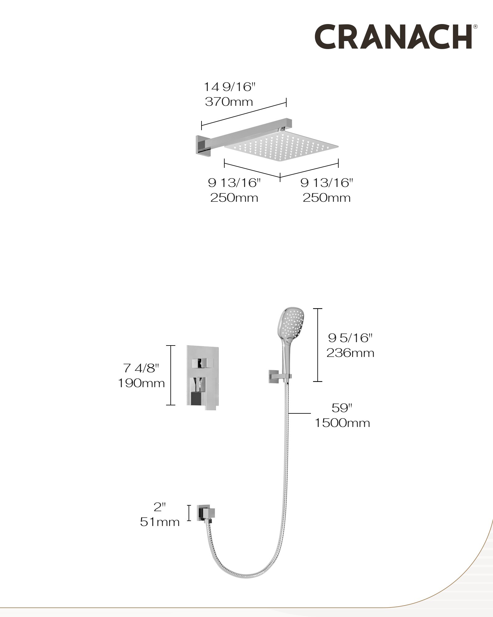 CRANACH C00.CR05.CP Showerhead-Bar-Panels - View #4