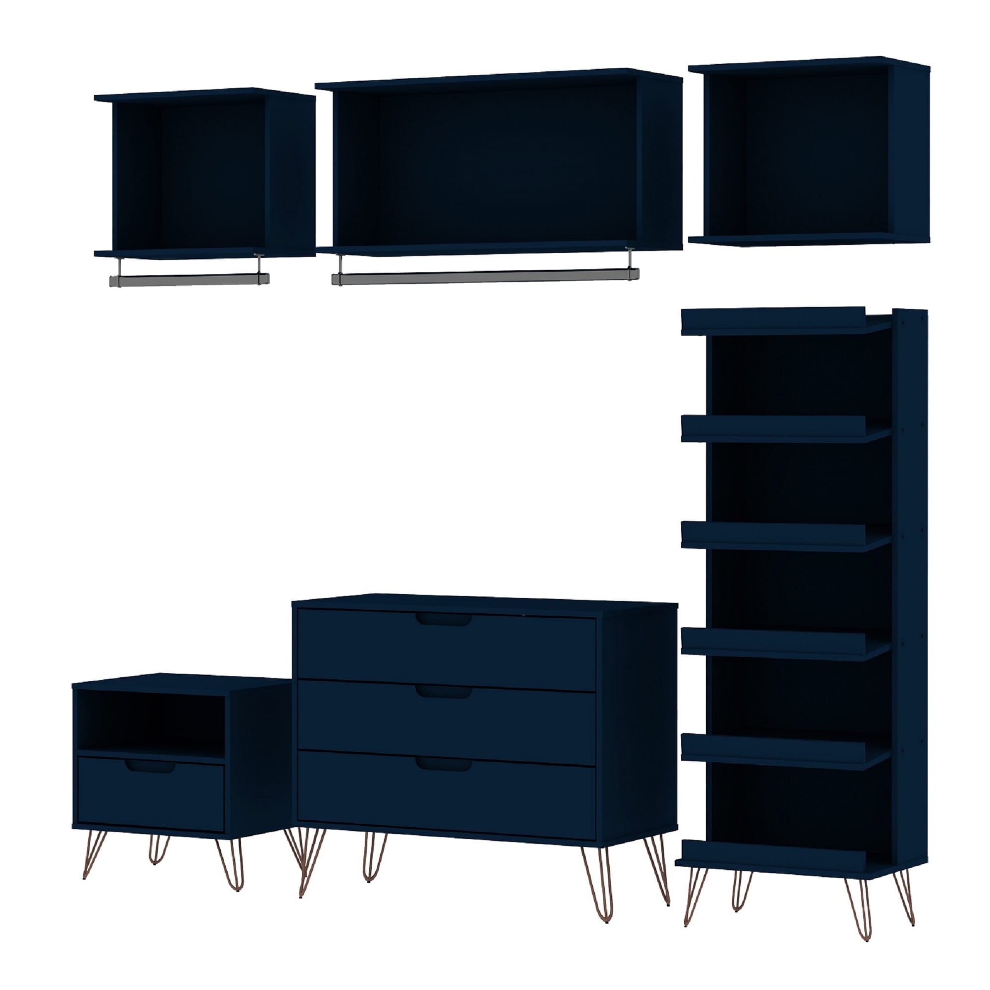 Manhattan Comfort 144GMC4 Rockefeller Tatiana Midnight Blue Armoire