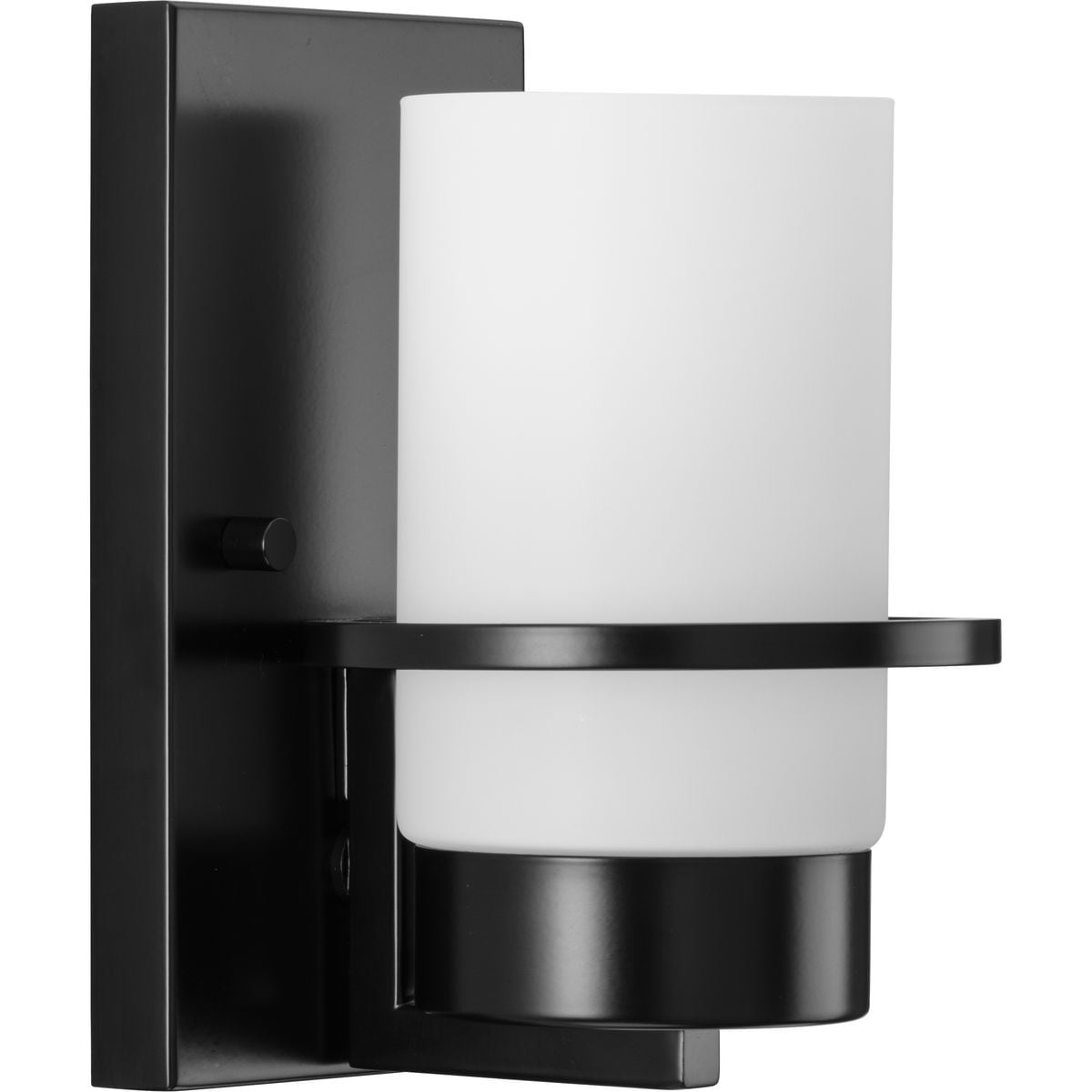 Matte Black Cylinder Outdoor Wall Sconce with White Glass Shade