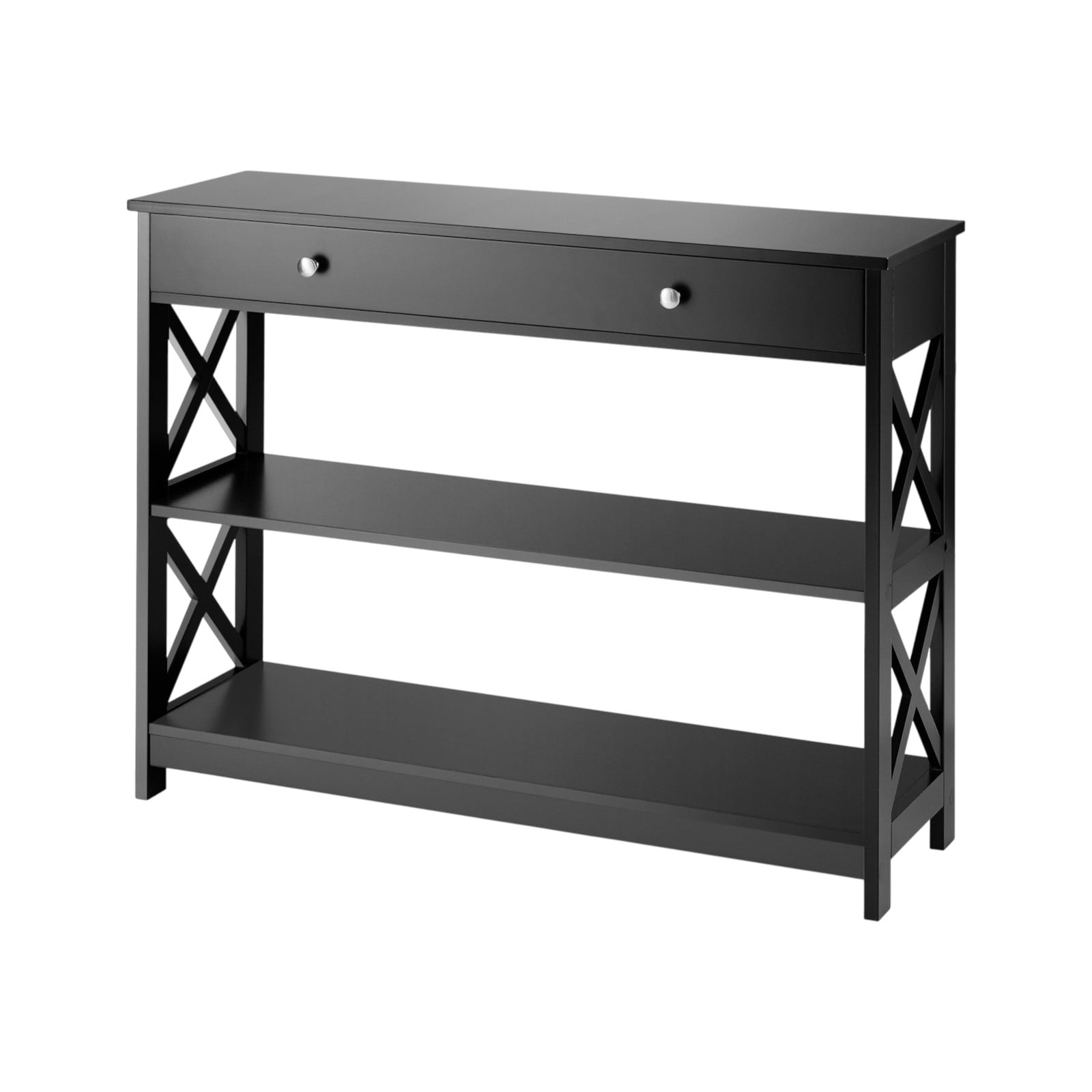 Slickblue D-CO-KB09066WH Modern Multi-Tier Console Table with Drawer for Entryway Living Room or Office Black/Gray/ Turquoise/ Espresso