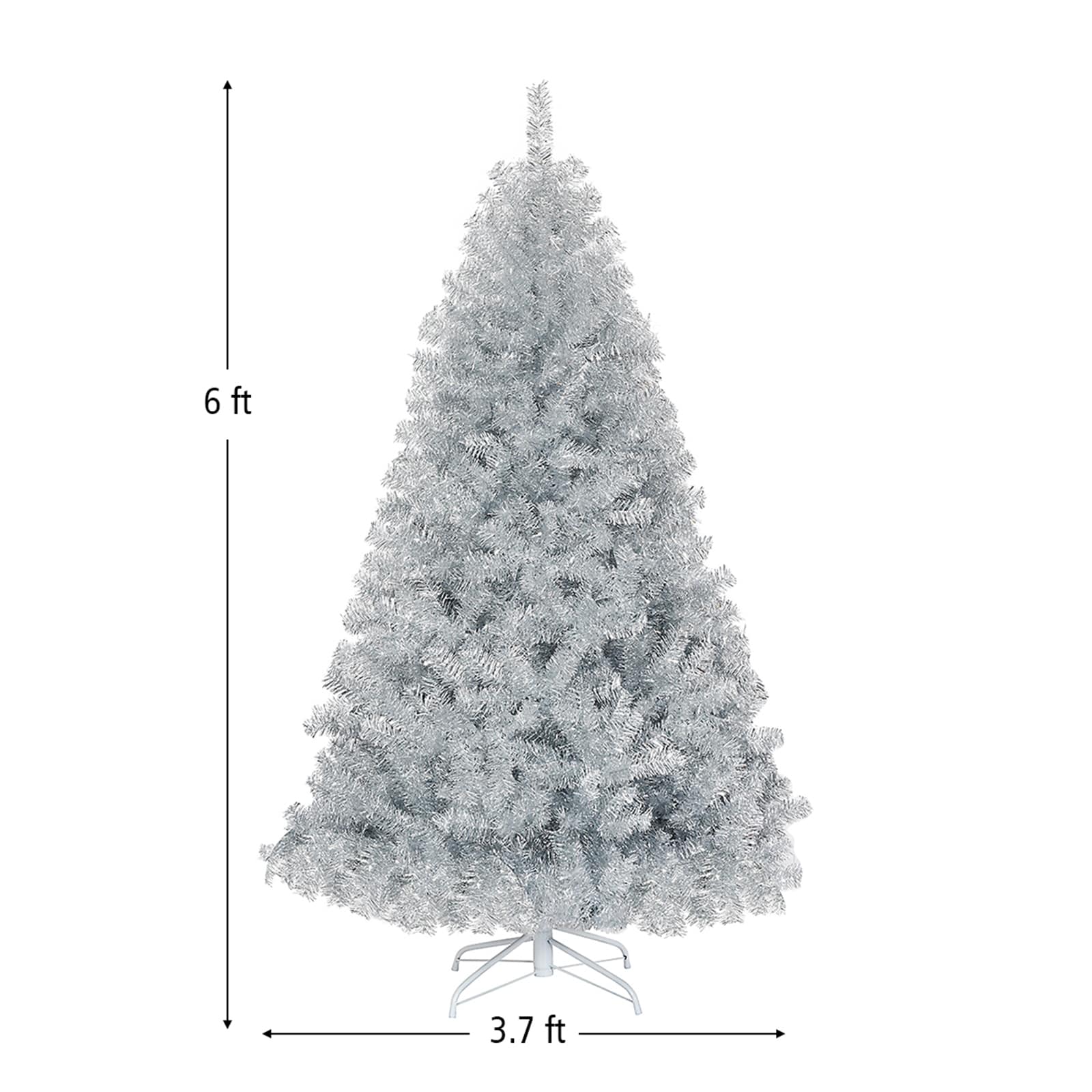 6ft Silver Tinsel Artificial Christmas Tree with Metal Stand