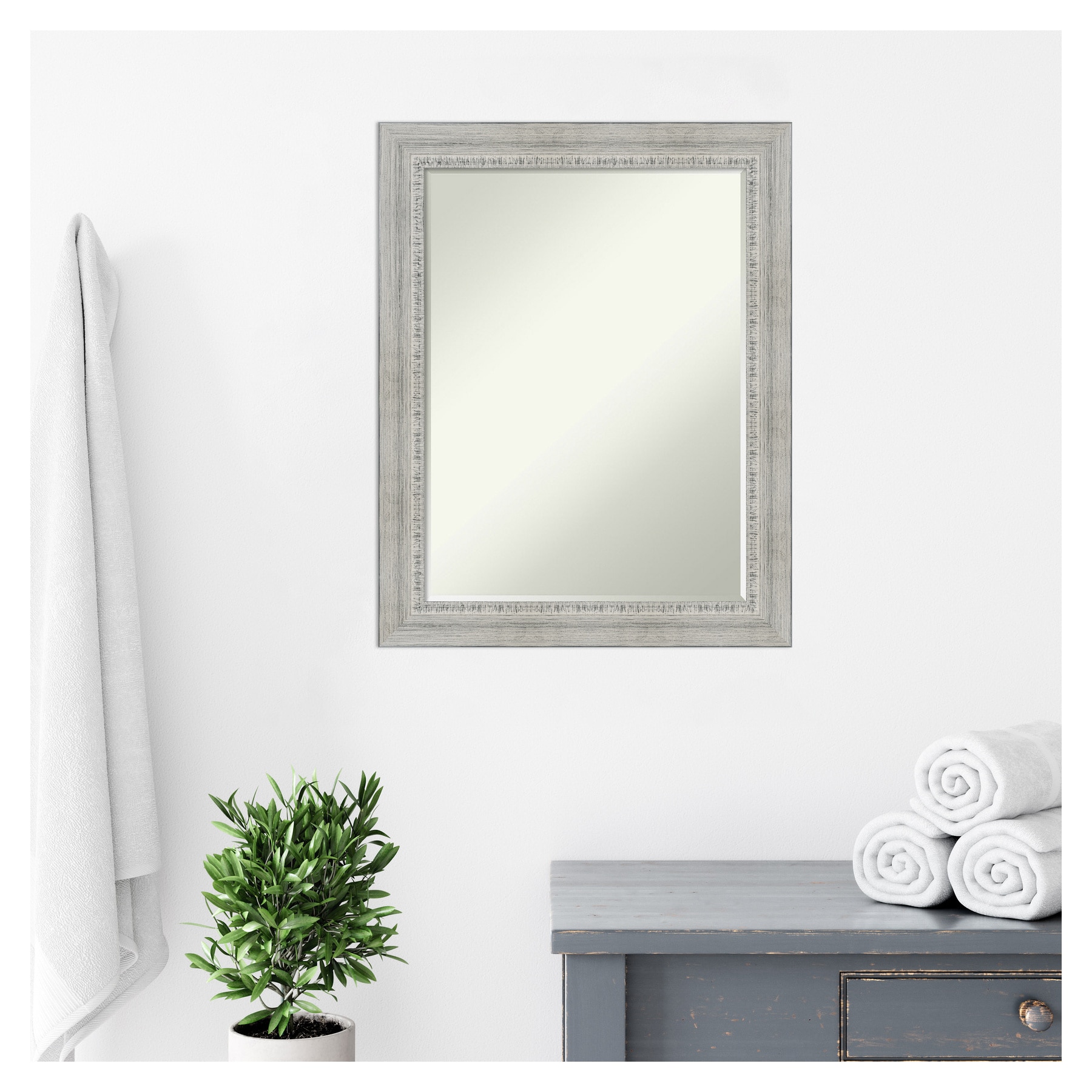 Amanti Art Rustic White Wash Frame 22.5-in W x 28.5-in H White Beveled ...